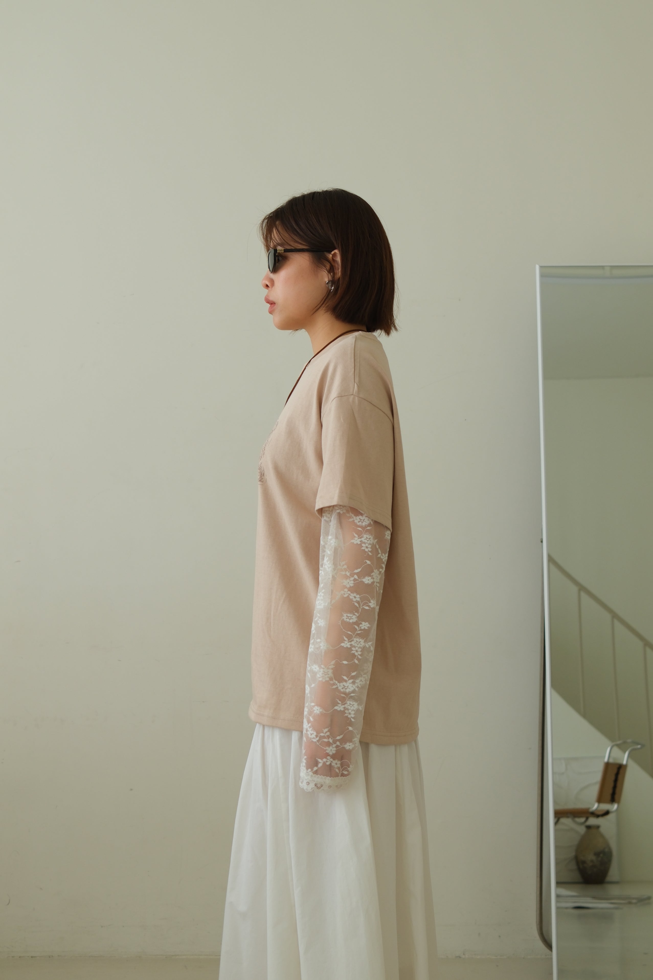 Elois Lace Sleeve Layered Tee