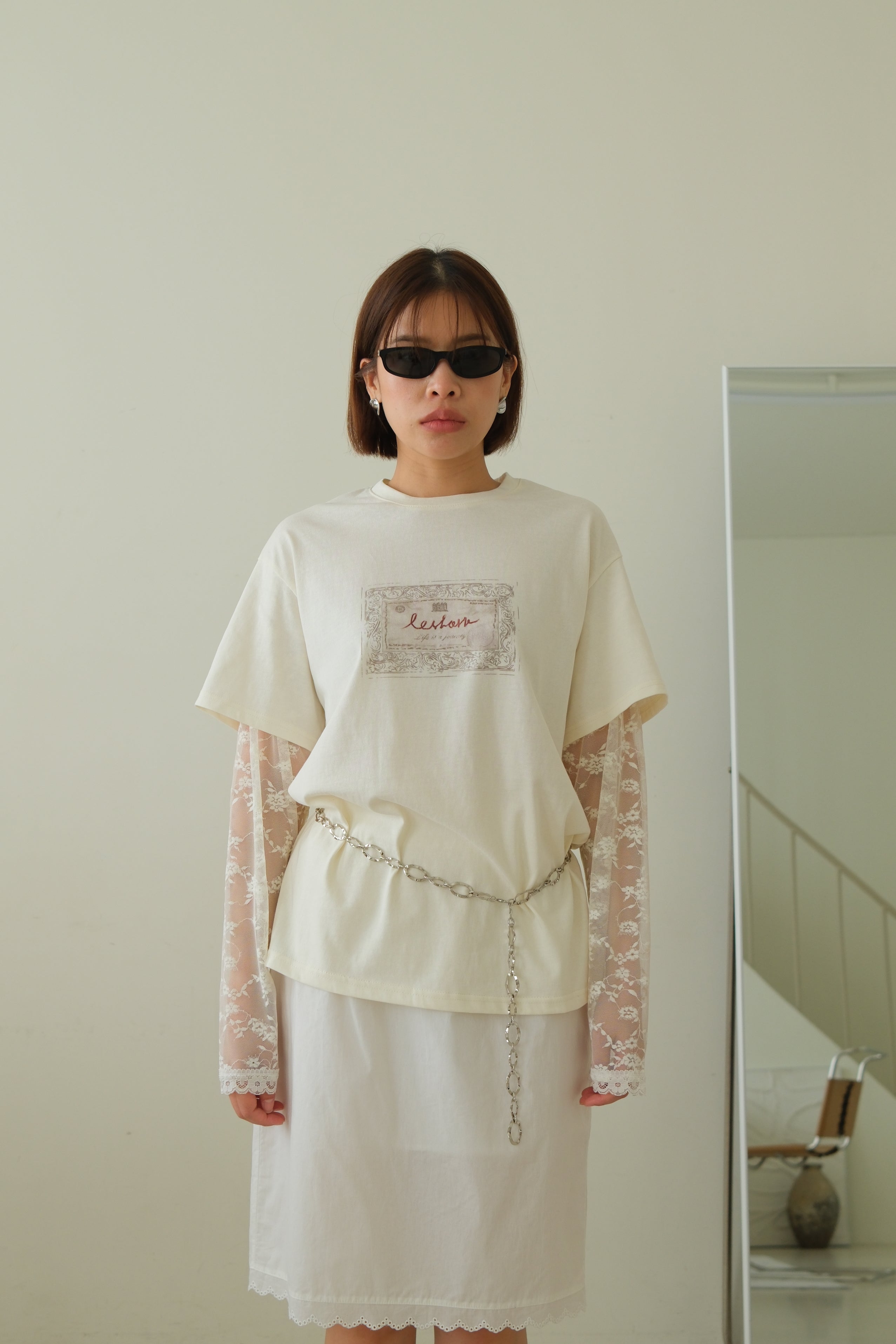 Elois Lace Sleeve Layered Tee