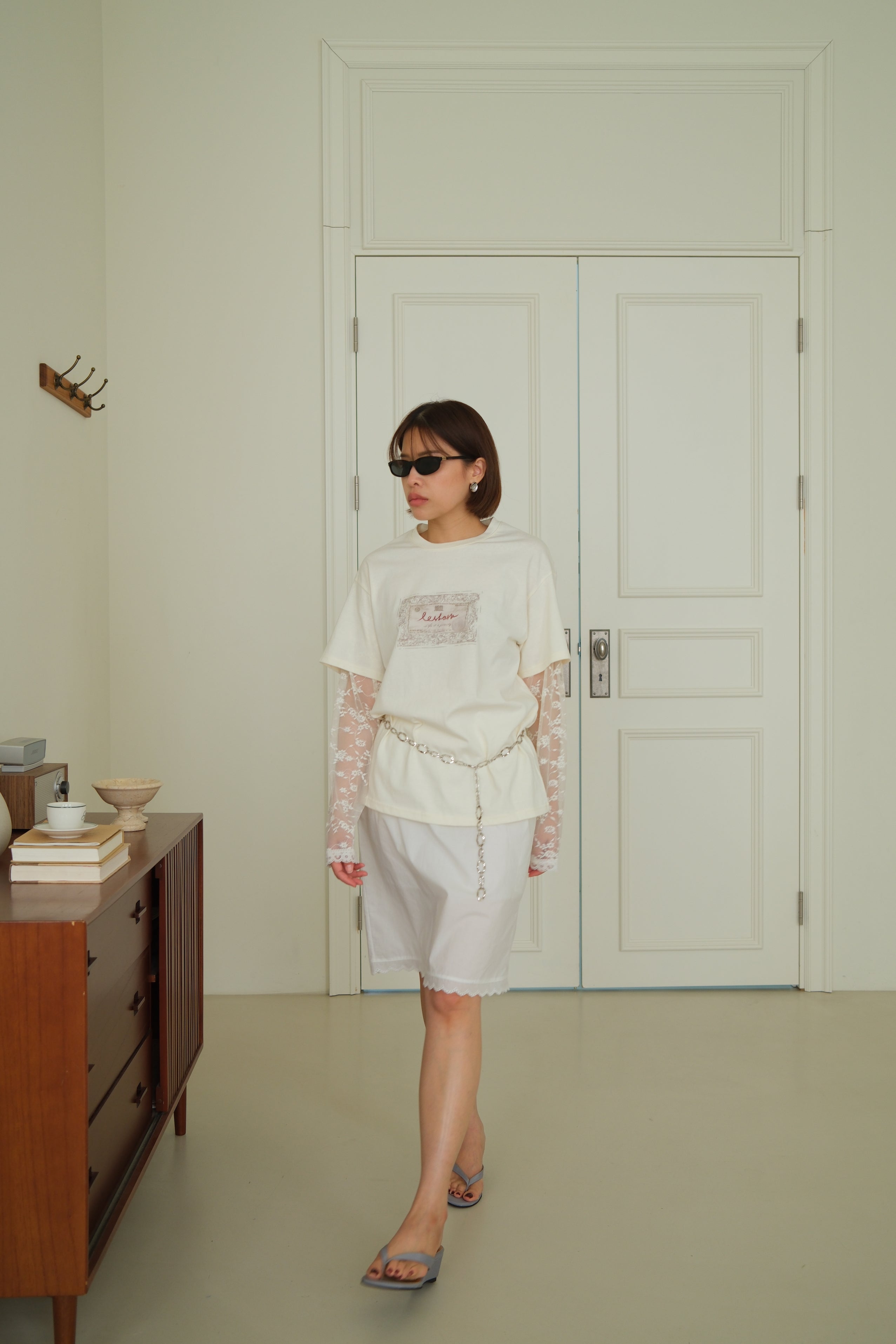 Elois Lace Sleeve Layered Tee