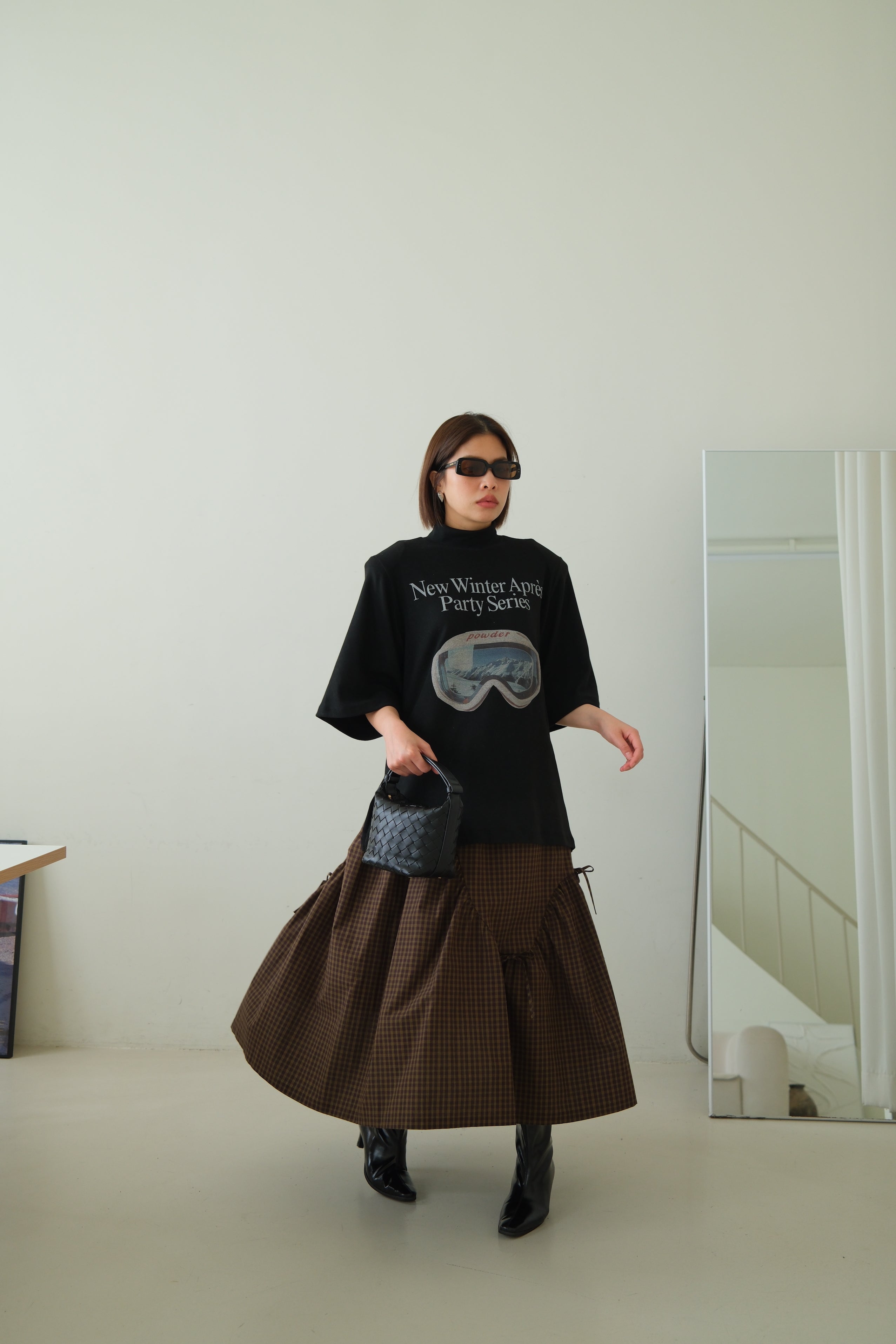 plaid wavey maxi skirt