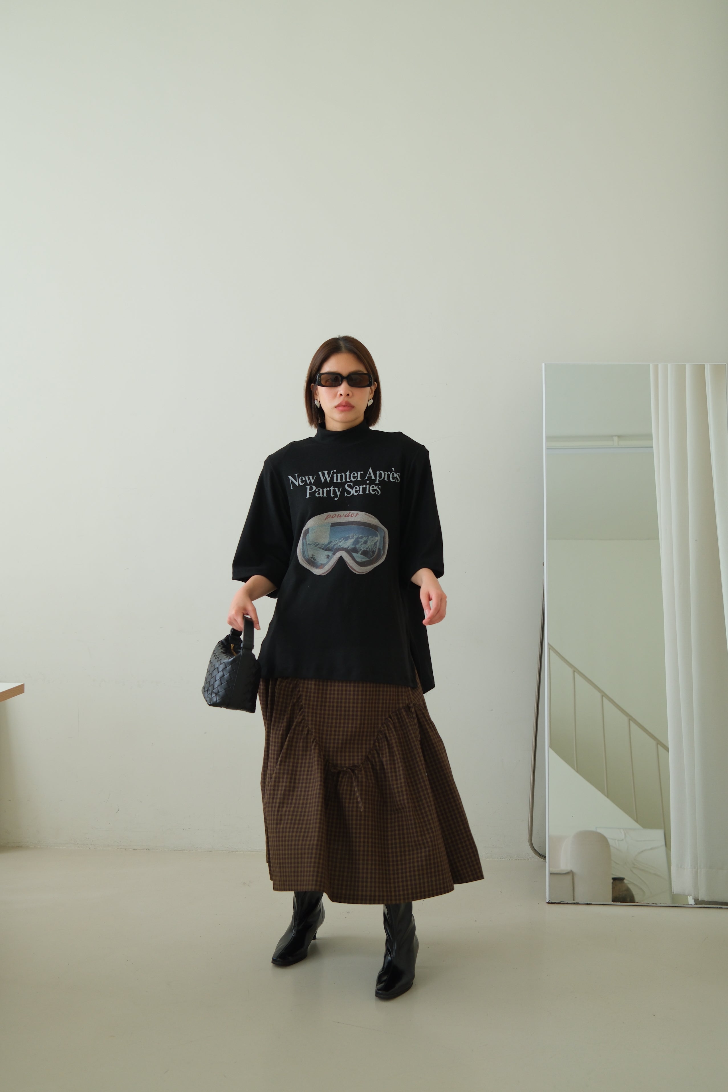 plaid wavey maxi skirt