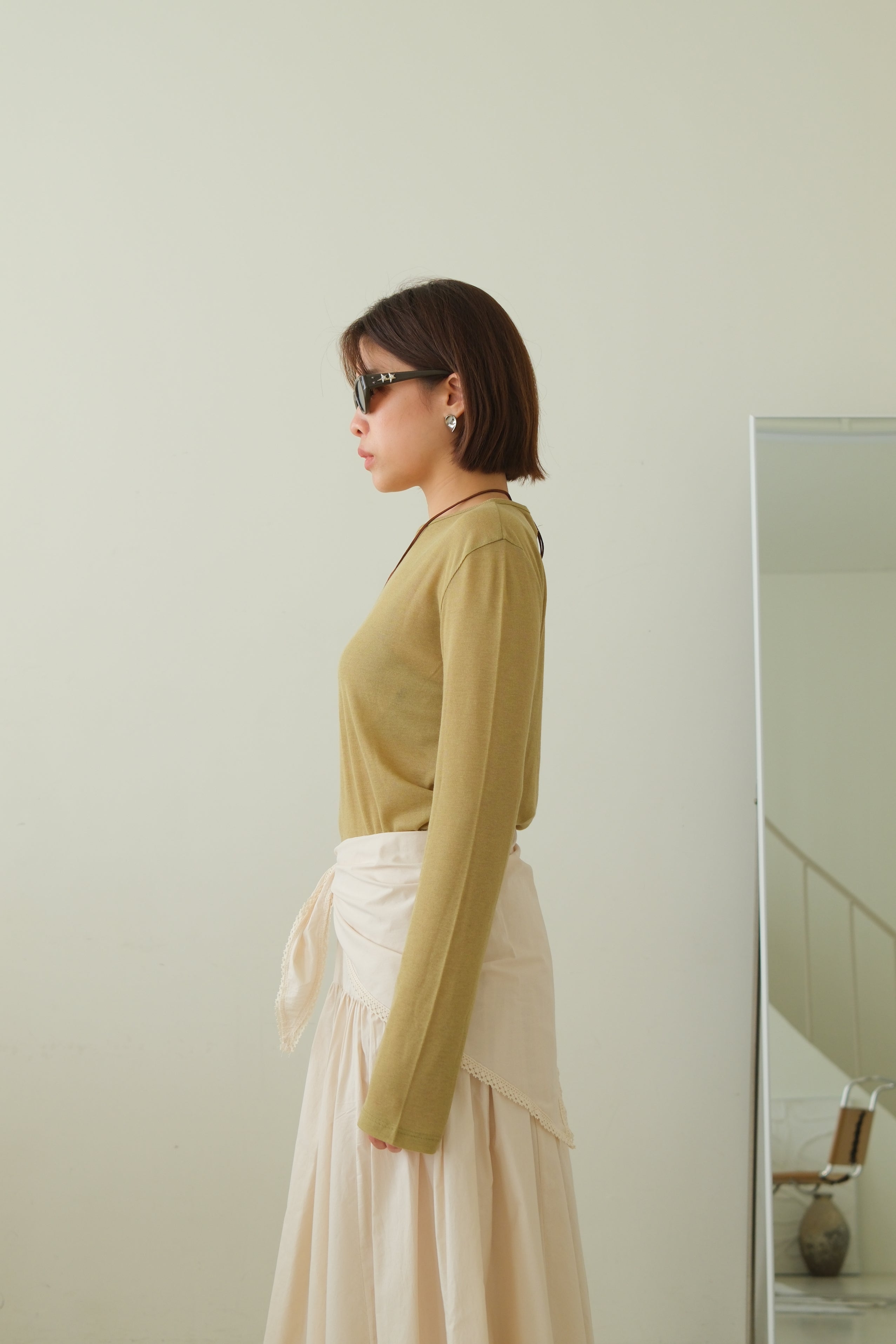 Tencel Crew Neck Long Sleeve Tee