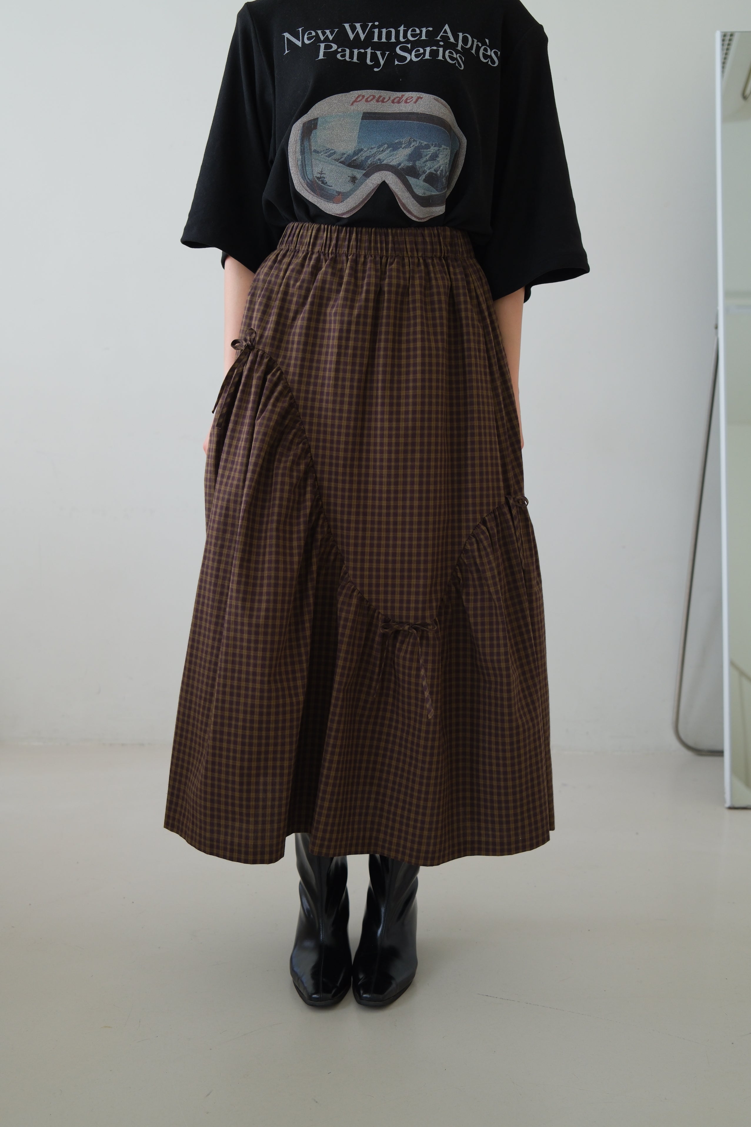 plaid wavey maxi skirt