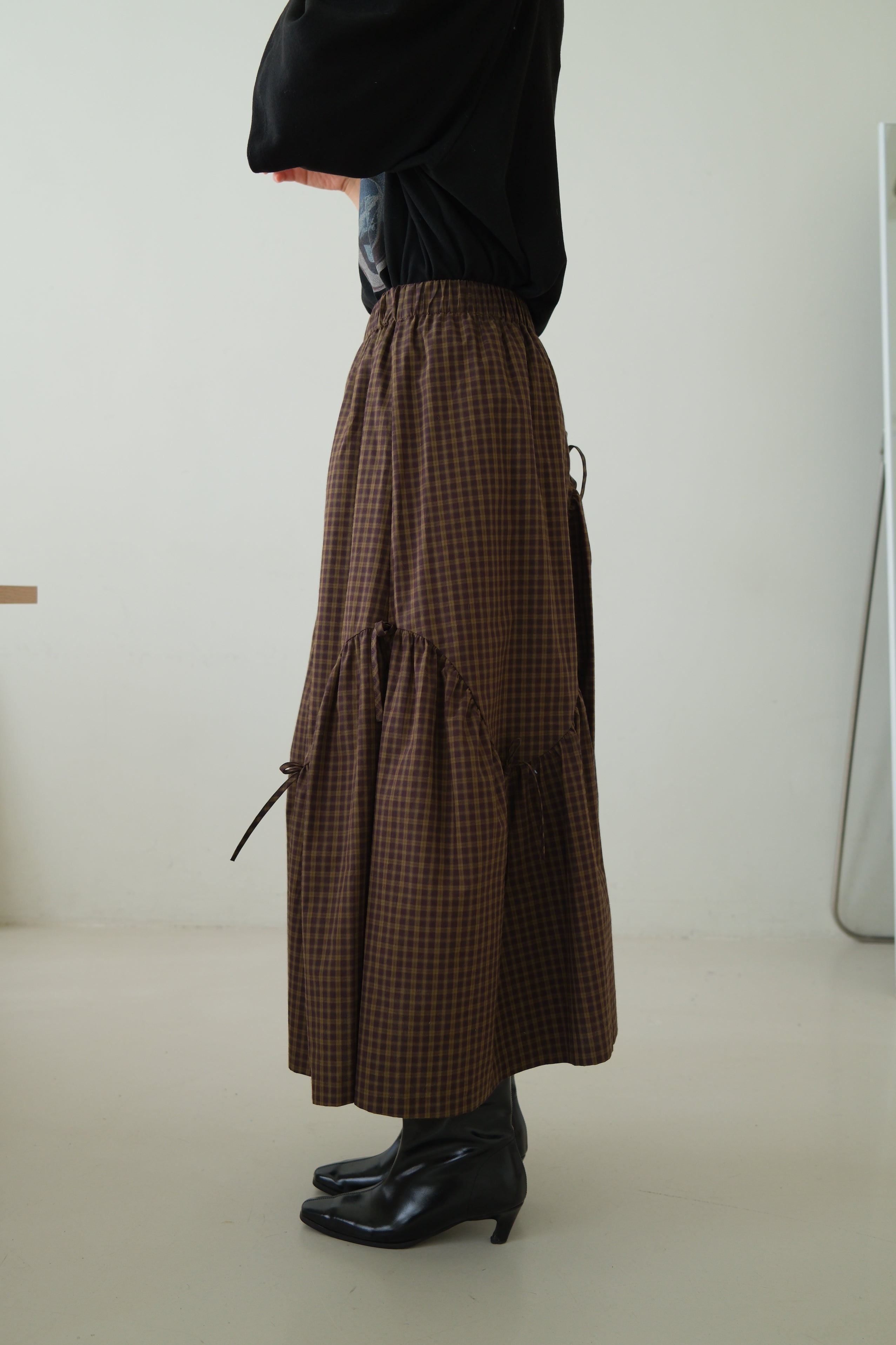 plaid wavey maxi skirt