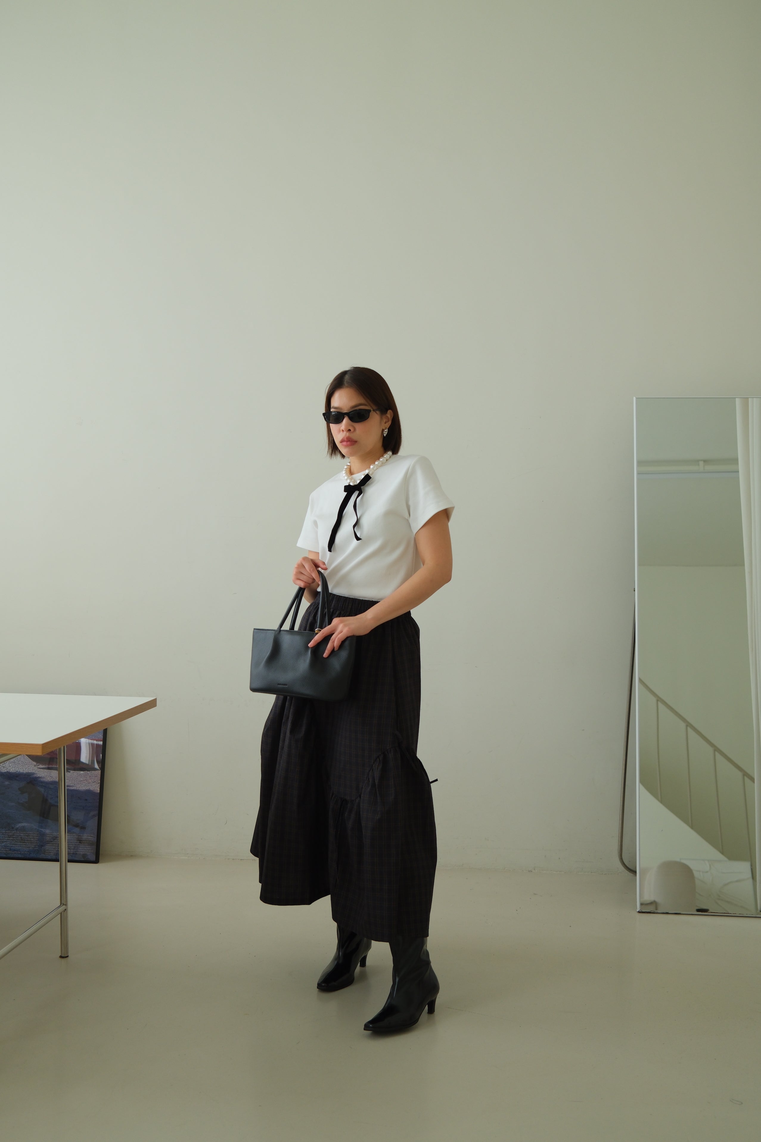 plaid wavey maxi skirt