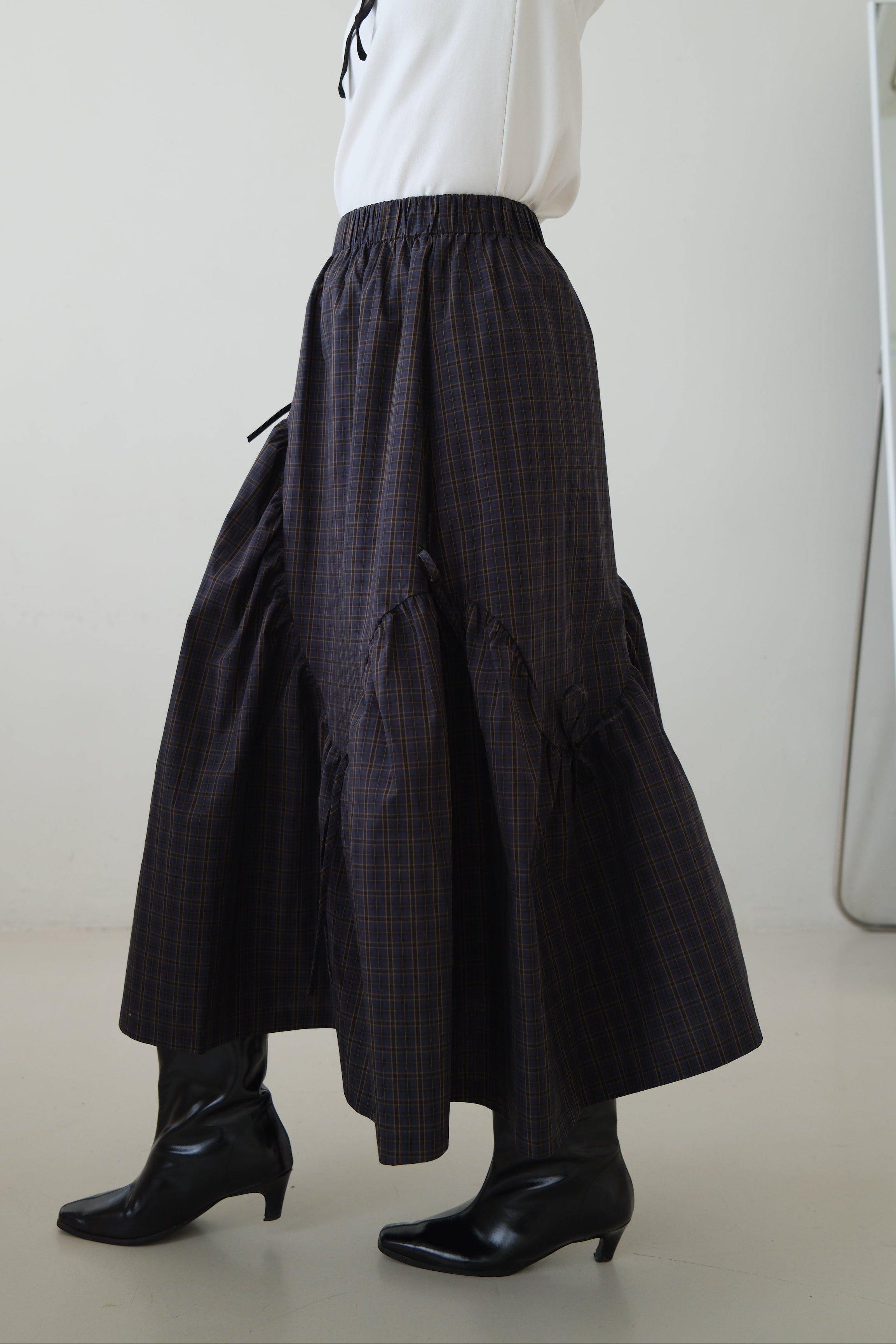 plaid wavey maxi skirt