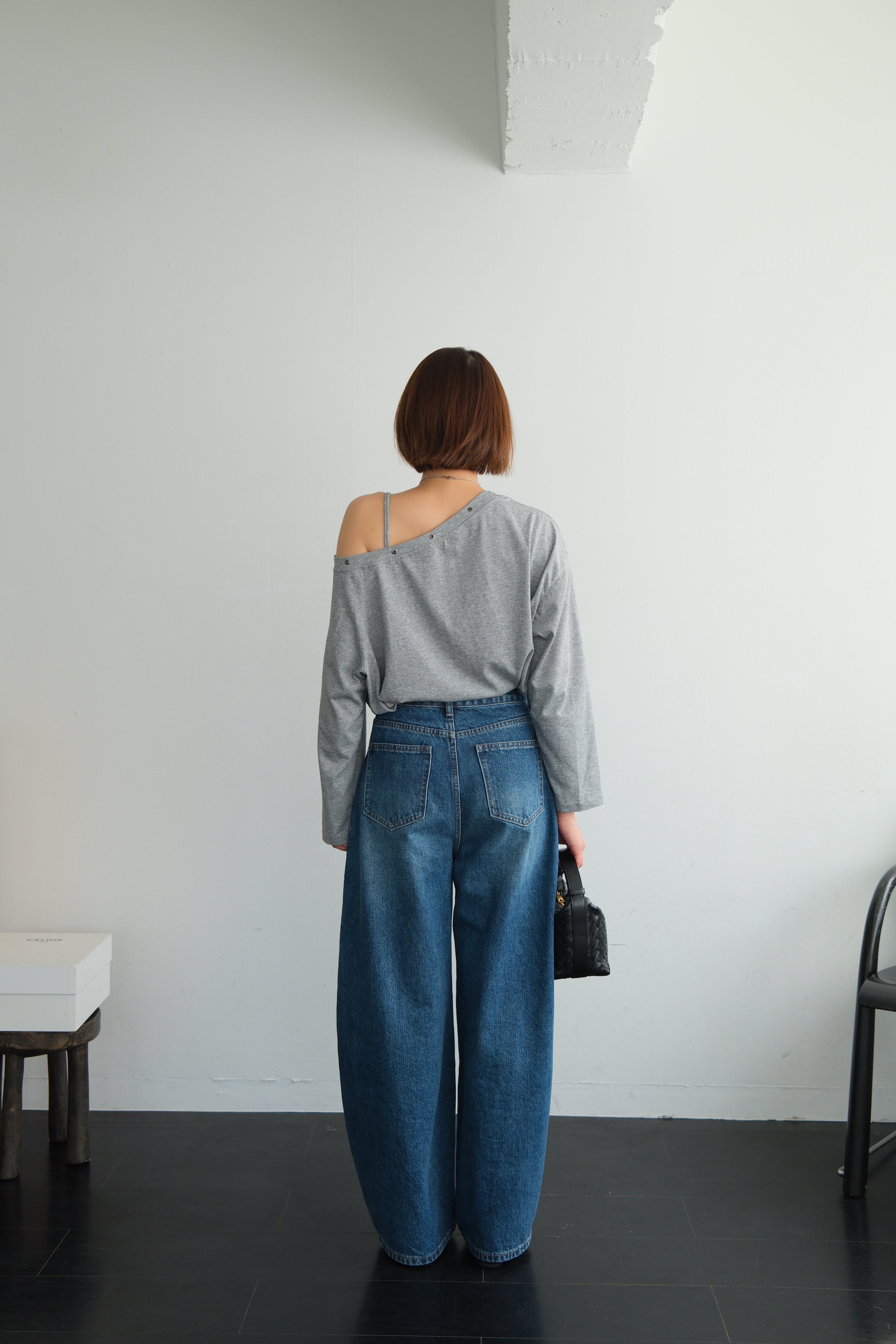 Asymmetric Shoulder Eyelet Top