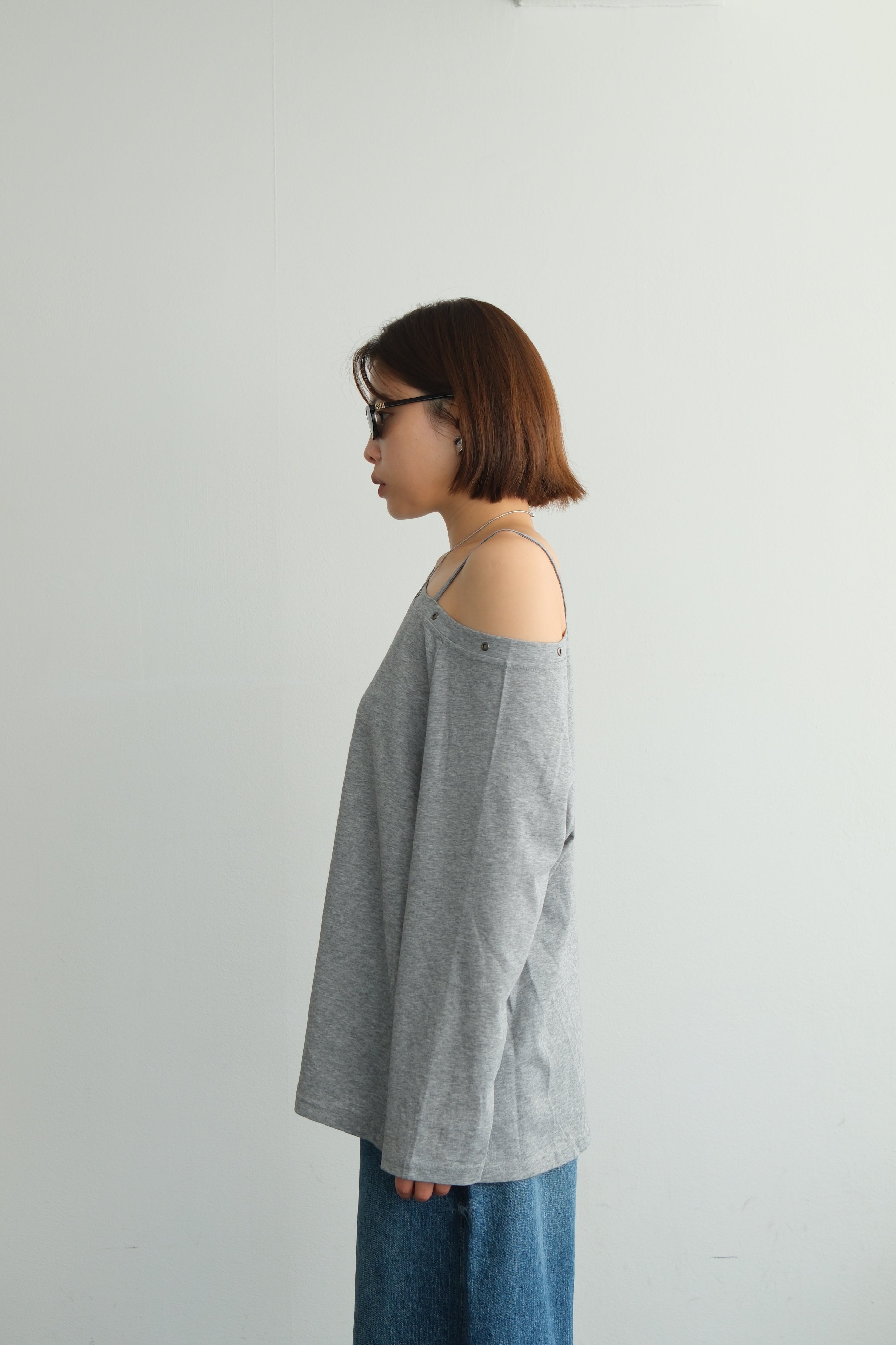 Asymmetric Shoulder Eyelet Top