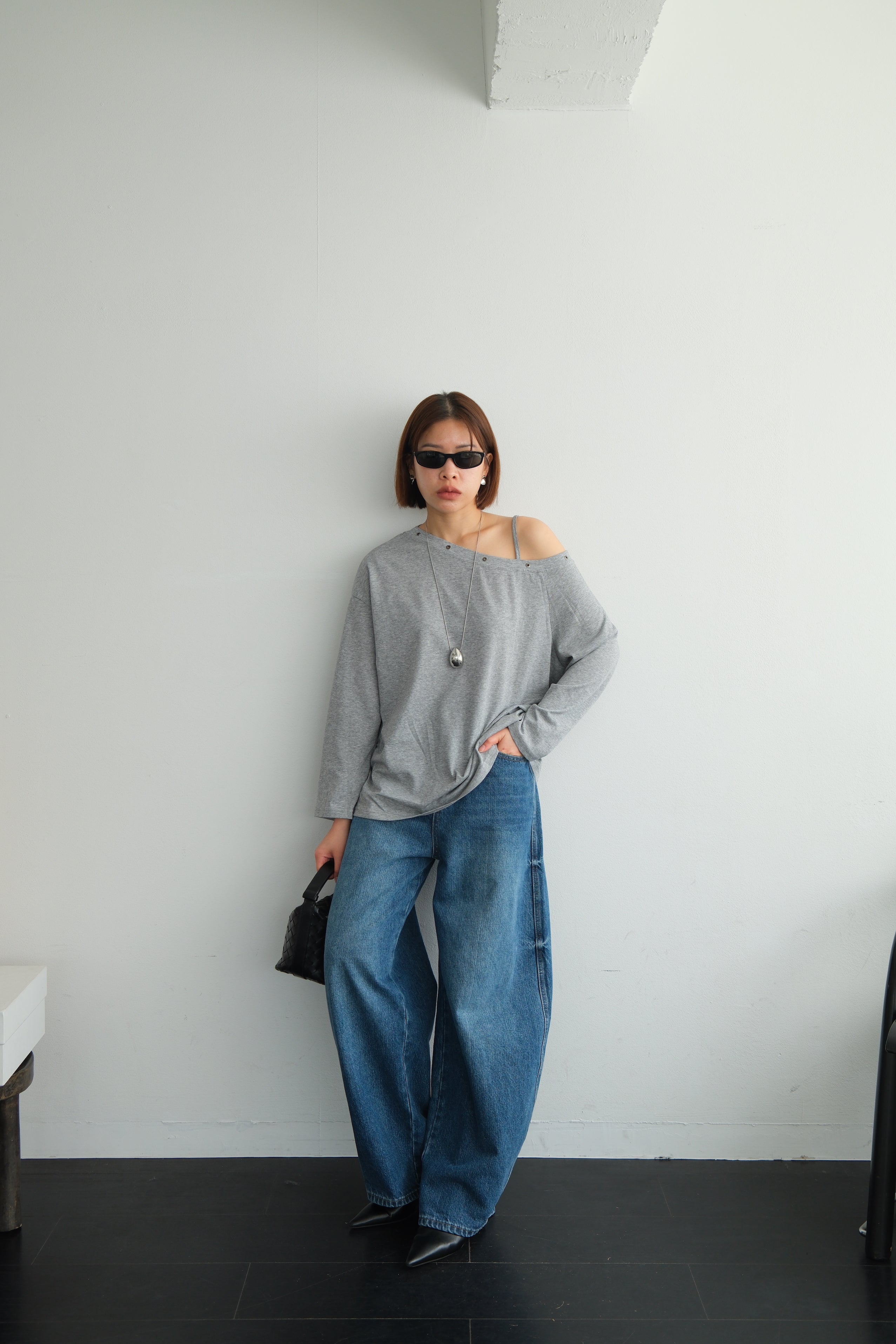 Asymmetric Shoulder Eyelet Top