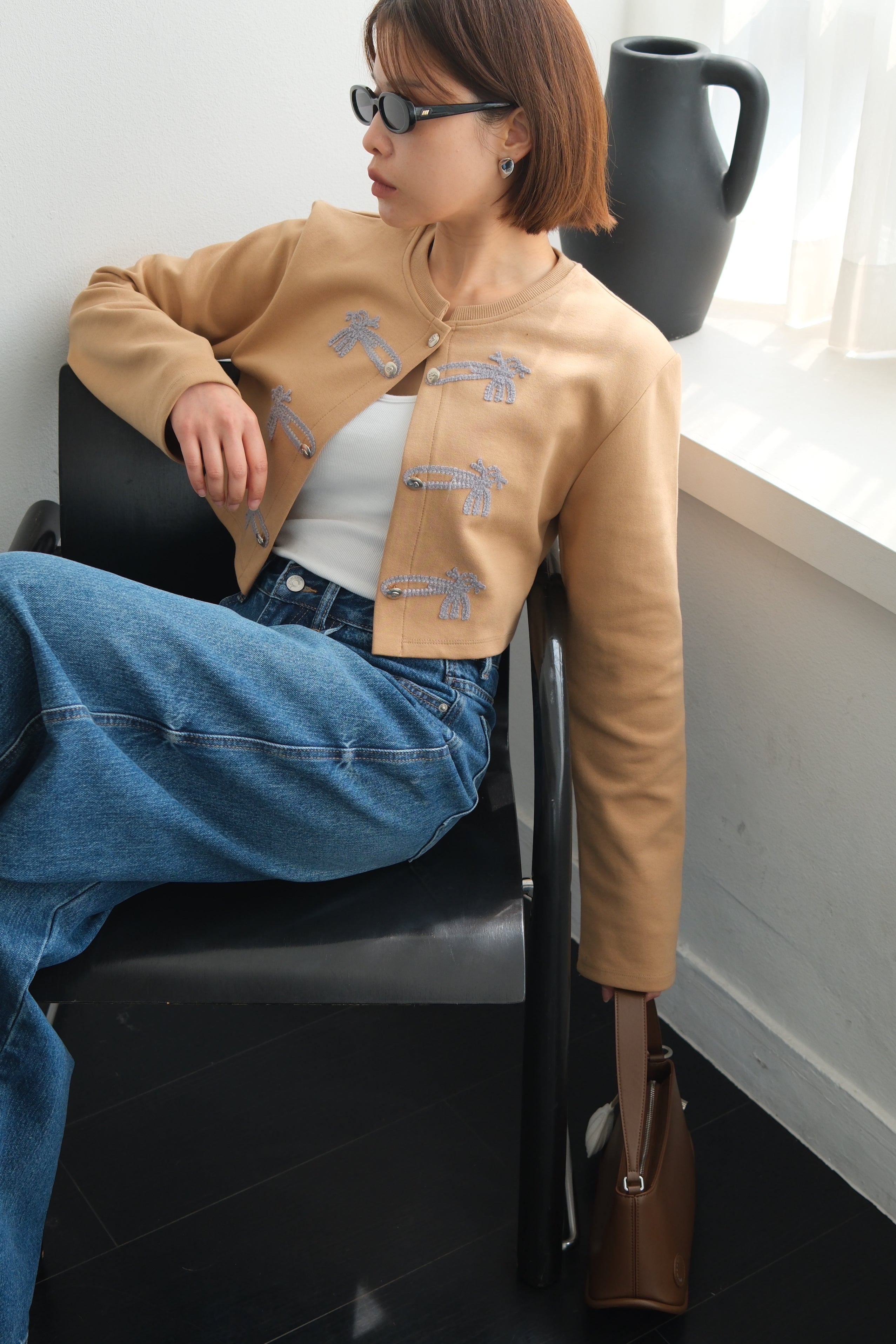Chinese Knot Cropped Cardigan