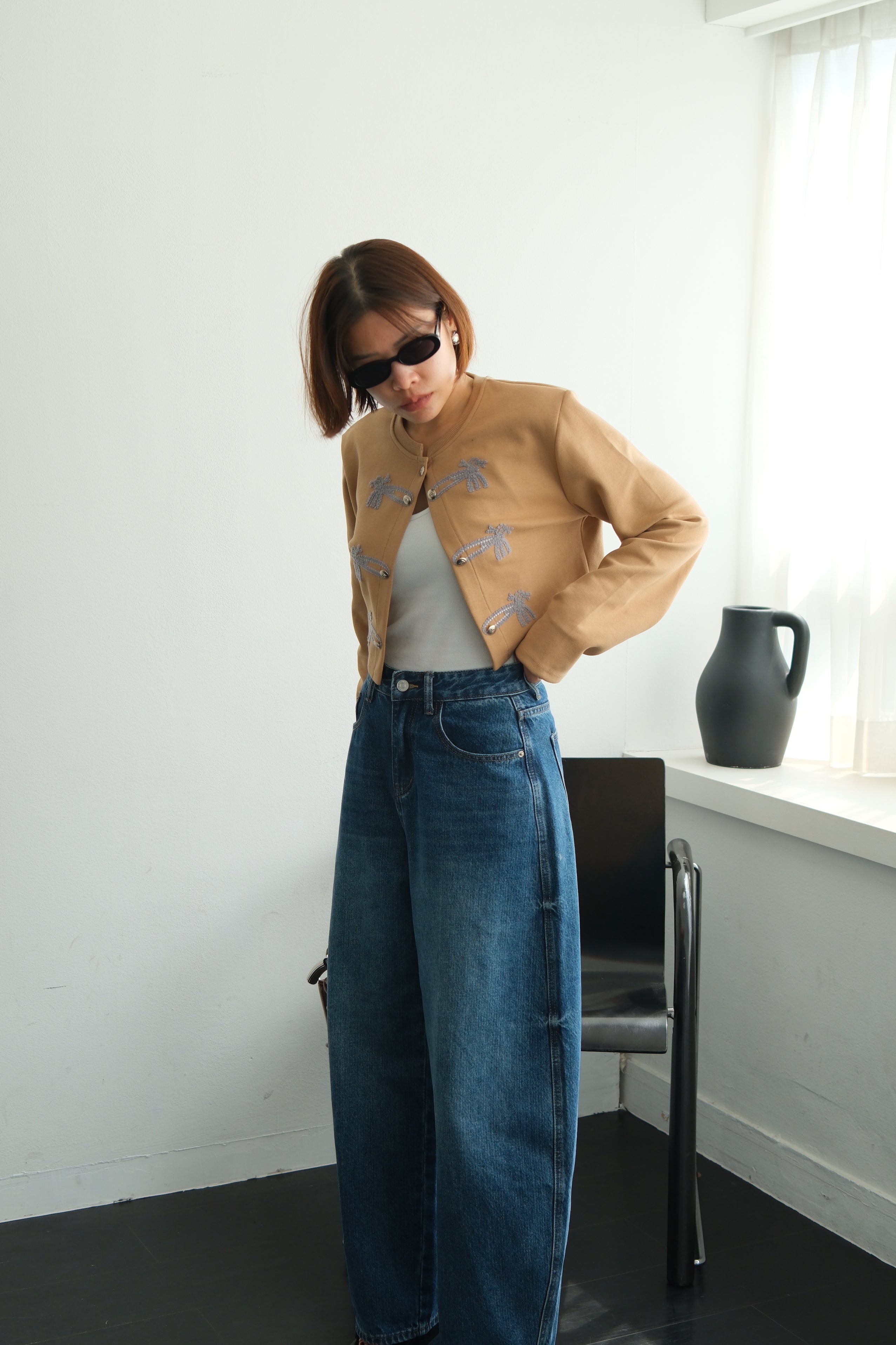 Chinese Knot Cropped Cardigan
