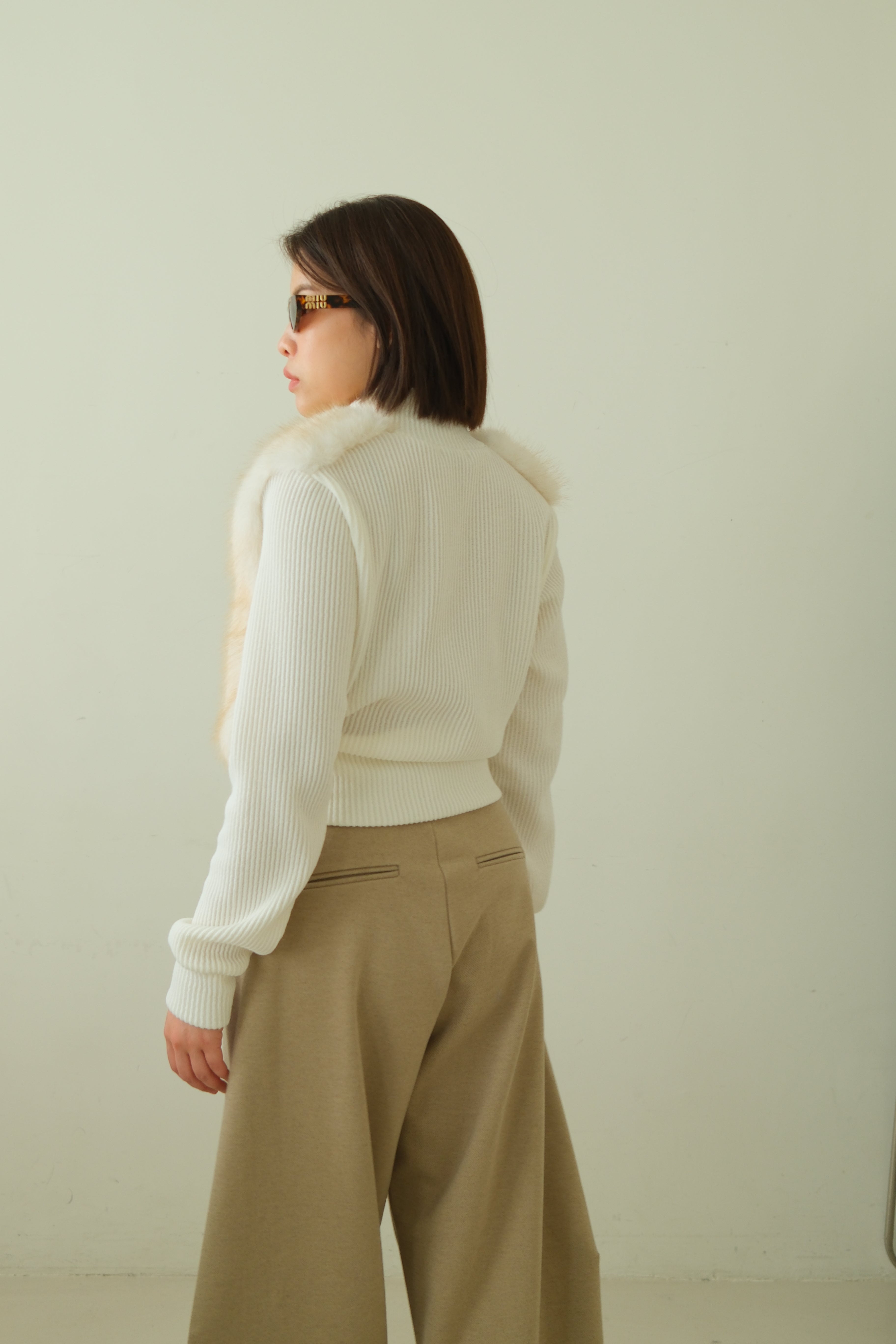 Shaw half faux fur zip up cardigan