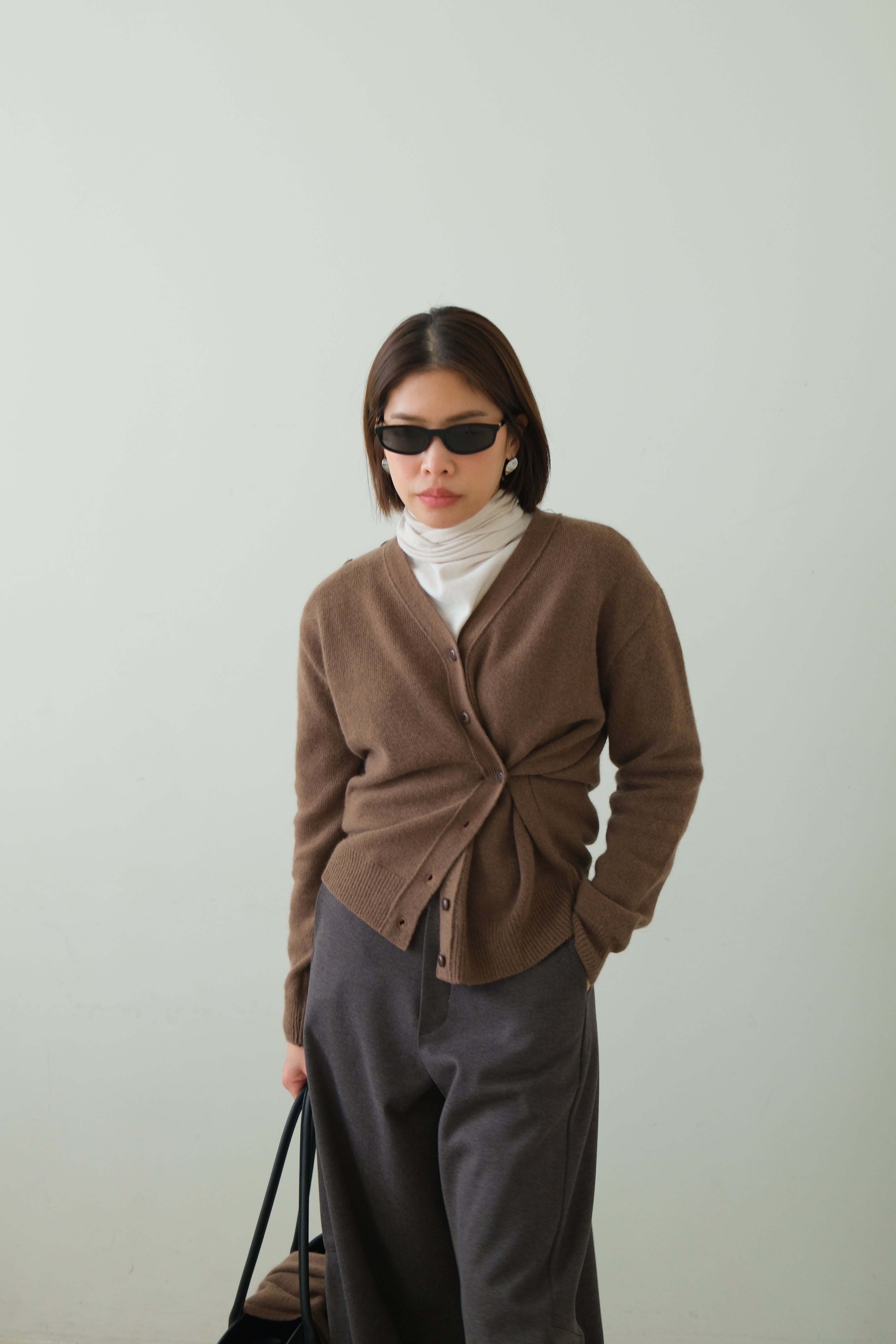 Rac scarf button cardigan (detachable scarf)
