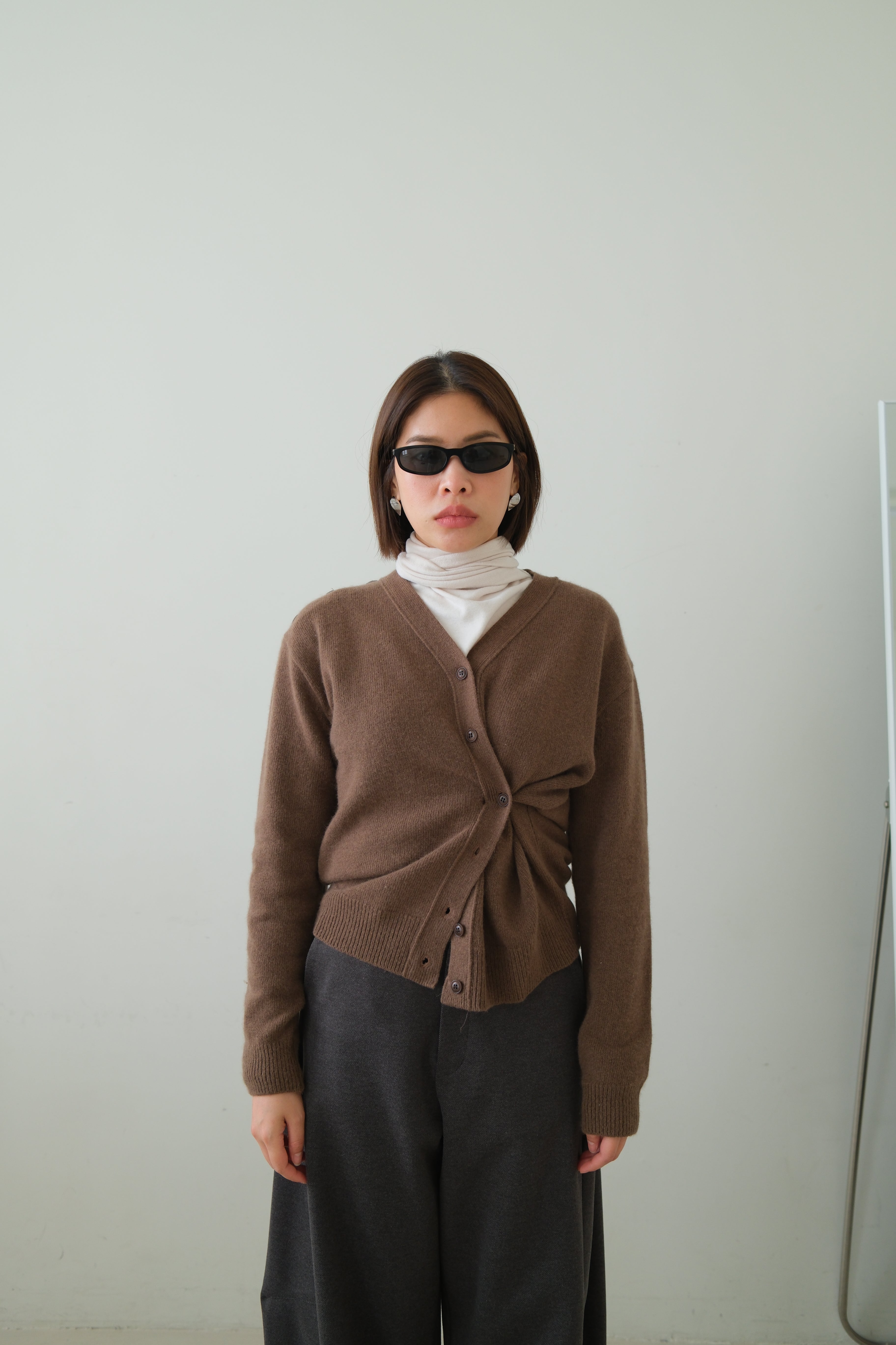 Rac scarf button cardigan (detachable scarf)