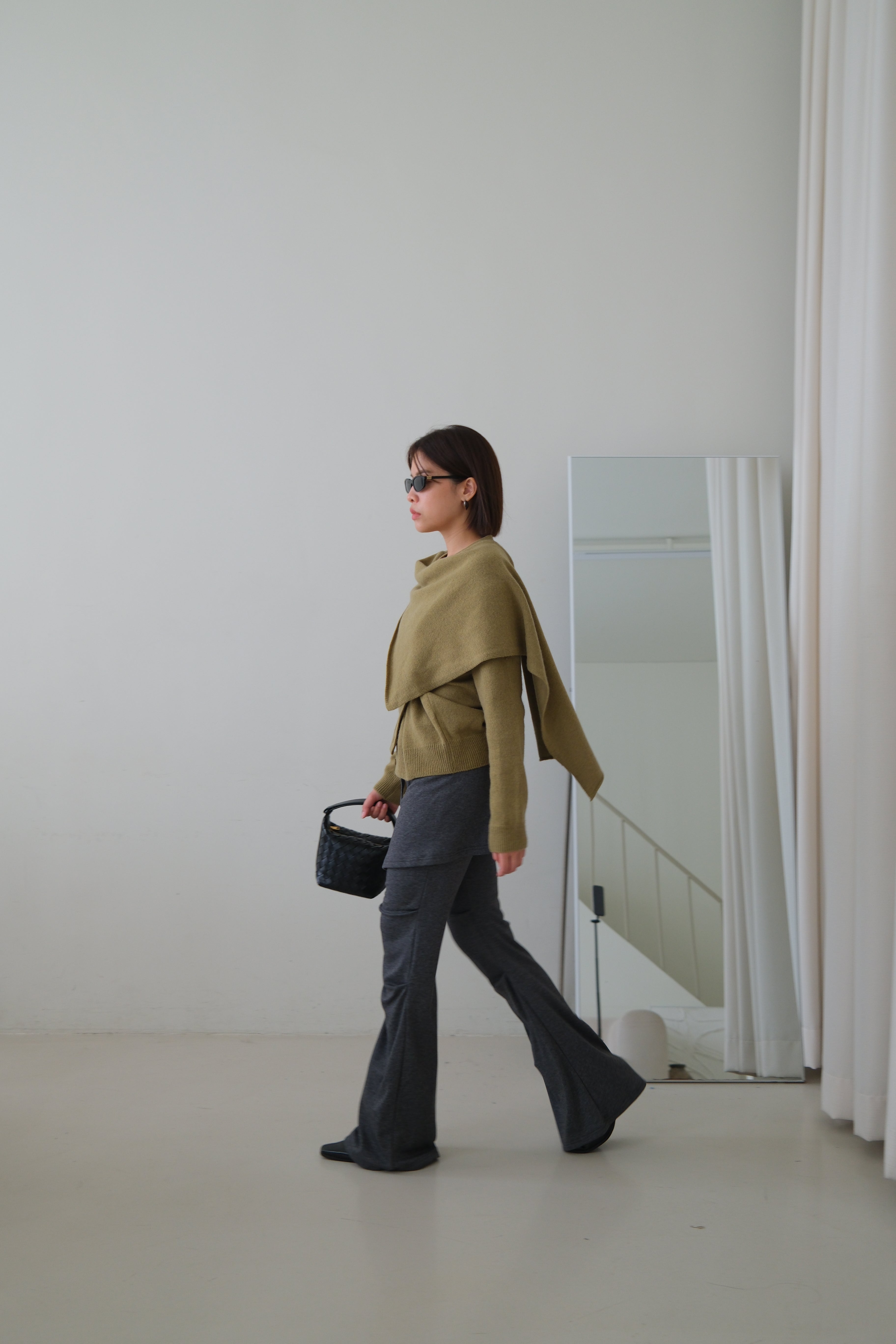 Rac scarf button cardigan (detachable scarf)