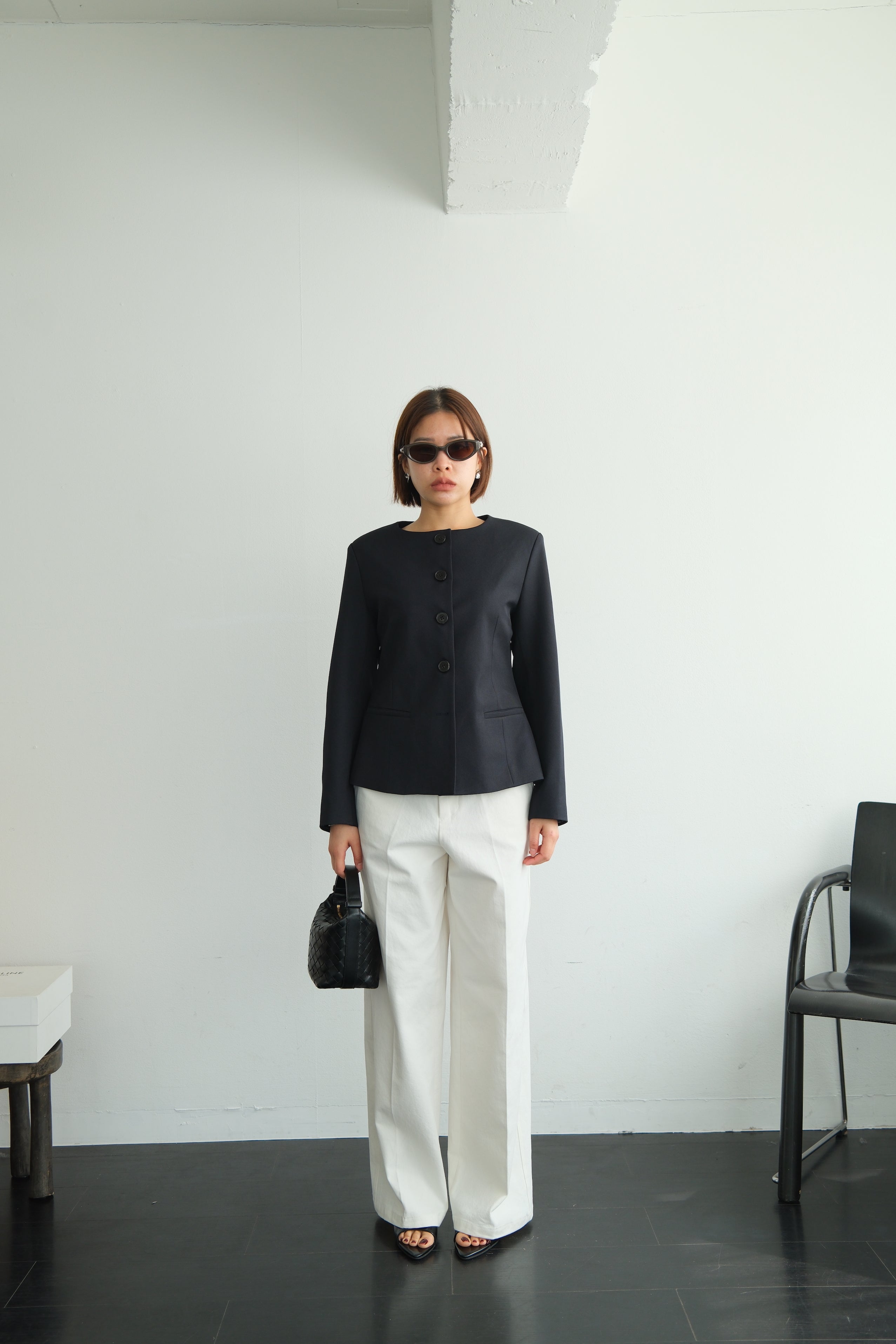 Sculpted Round Neck Blazer