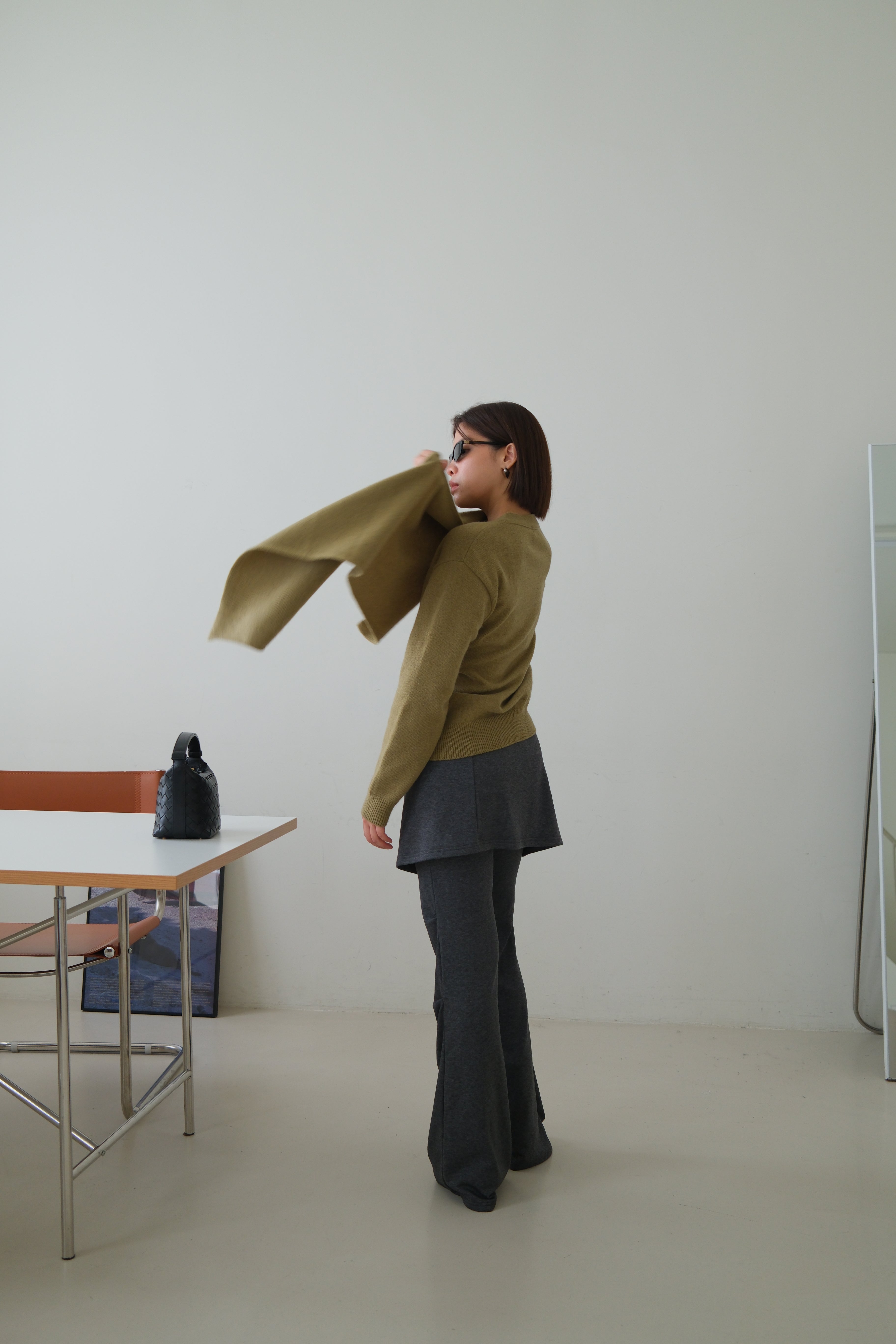 Rac scarf button cardigan (detachable scarf)