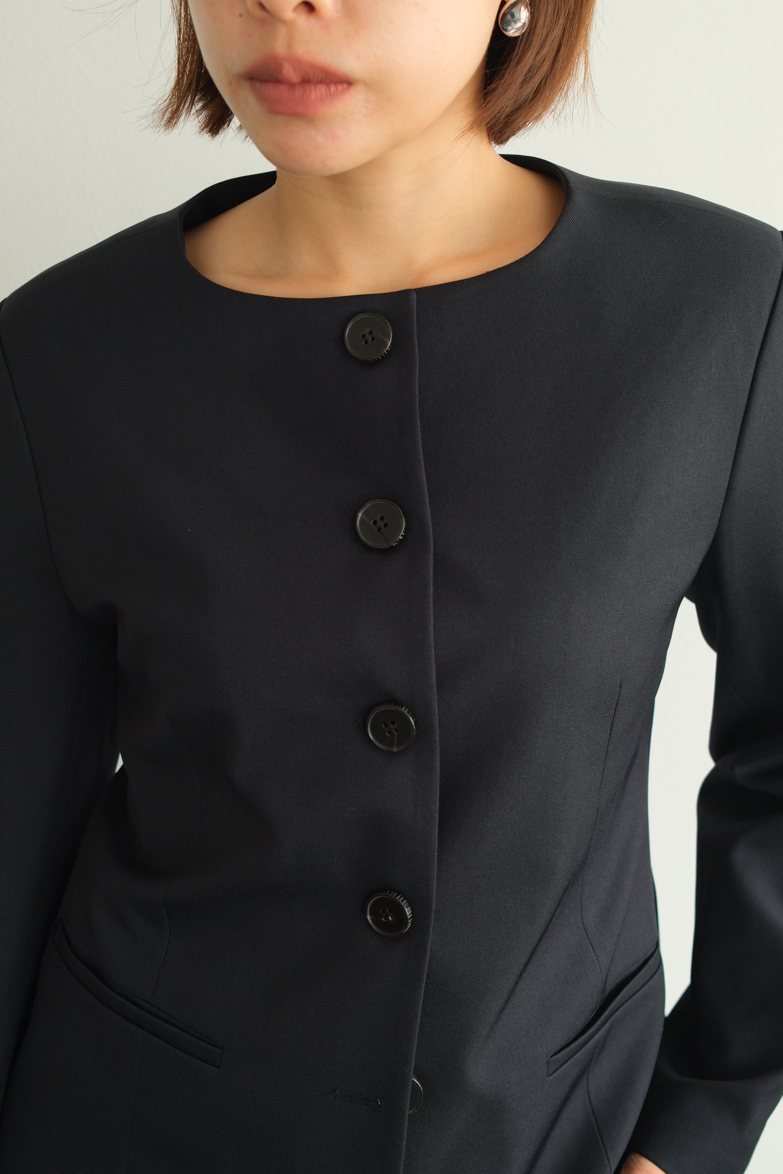 Sculpted Round Neck Blazer