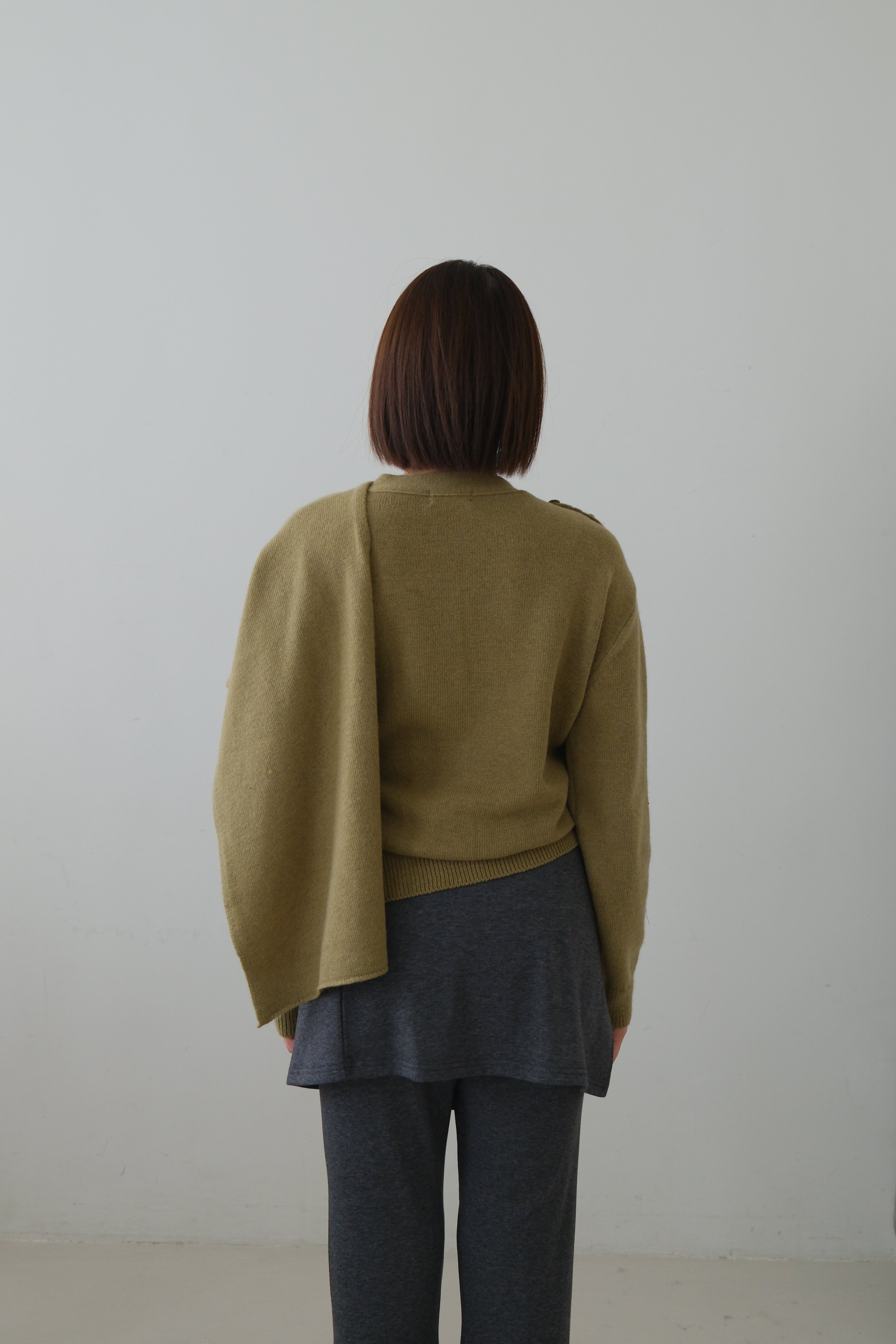 Rac scarf button cardigan (detachable scarf)