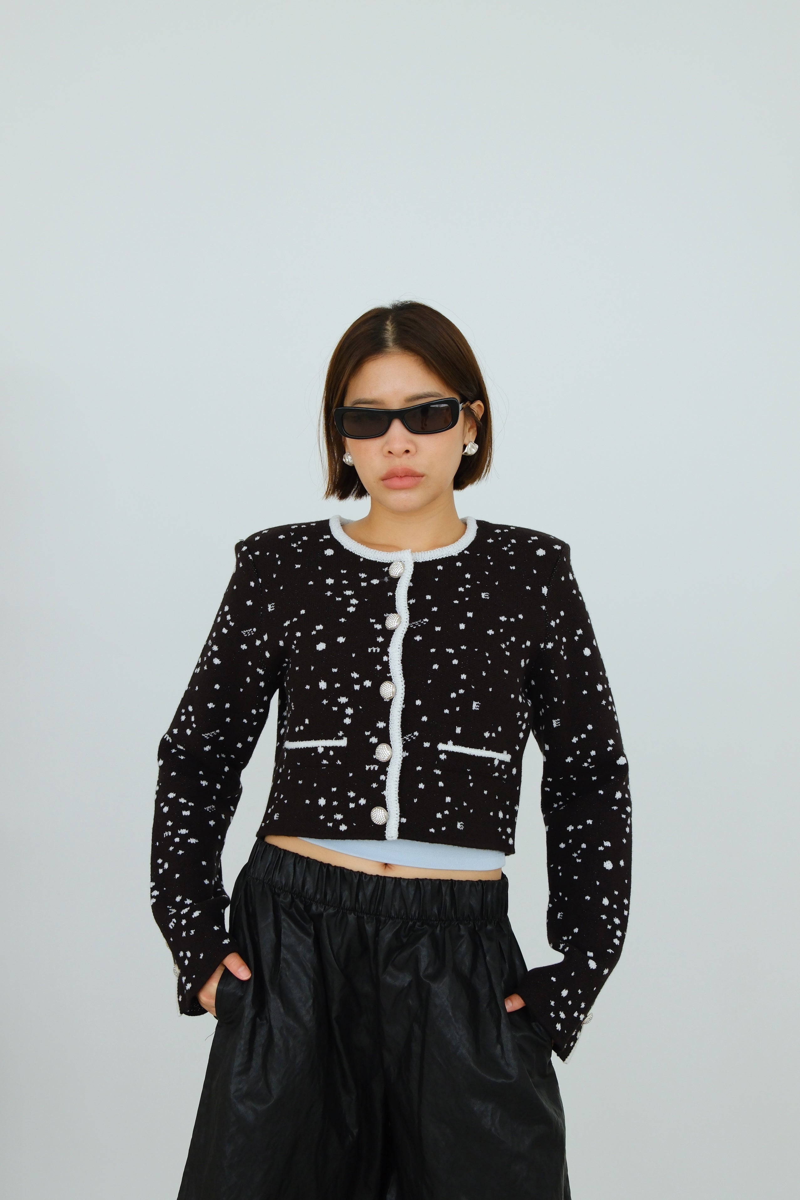 Odette Speckled Crop Cardigan