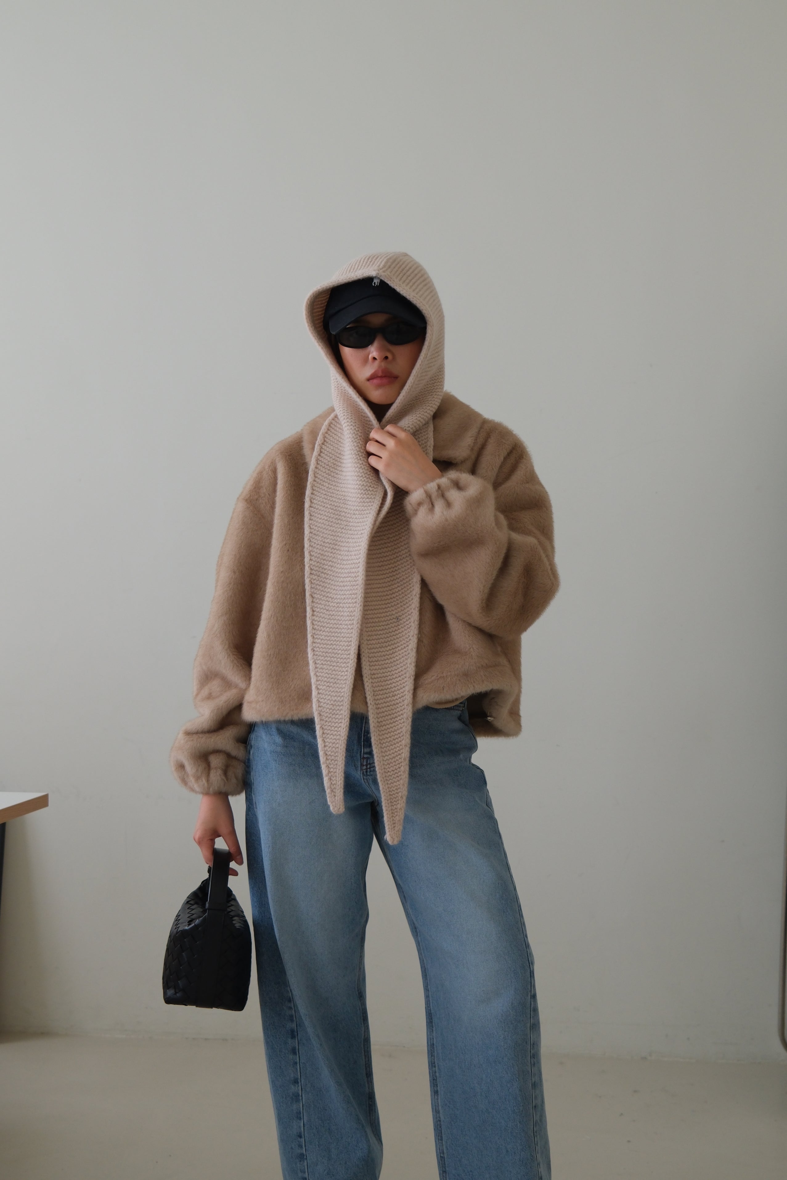 Fluffy faux fur zip up jacket