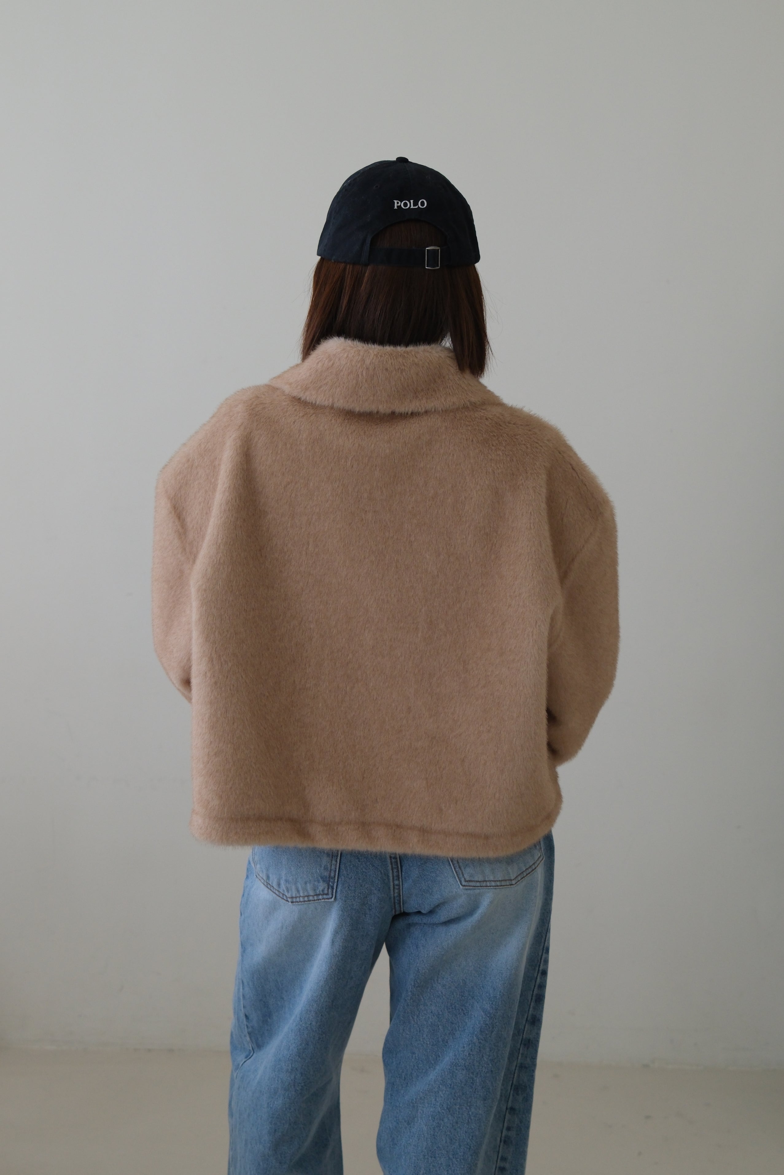 Fluffy faux fur zip up jacket