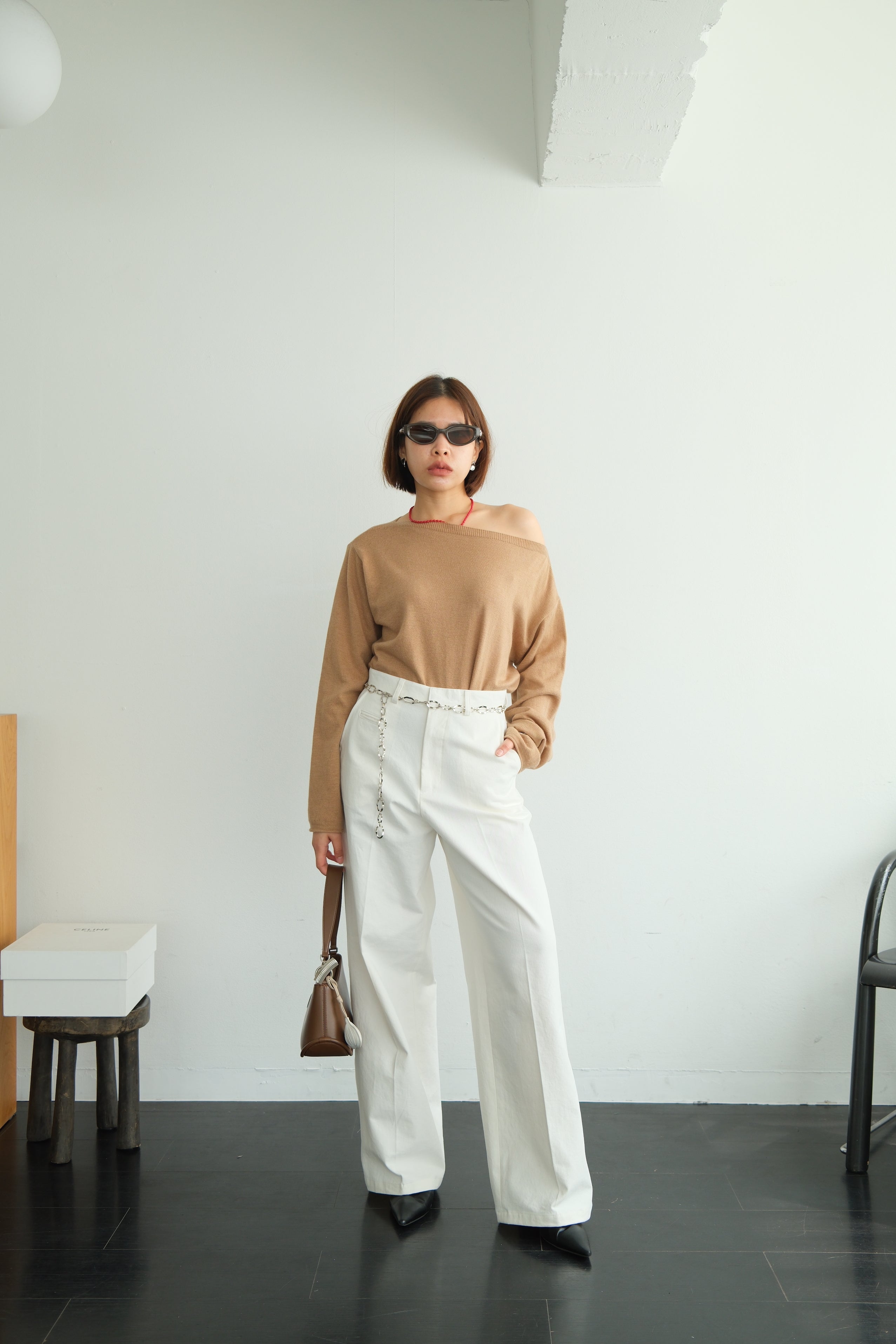 Elia Boat Neck Knit Crop Top