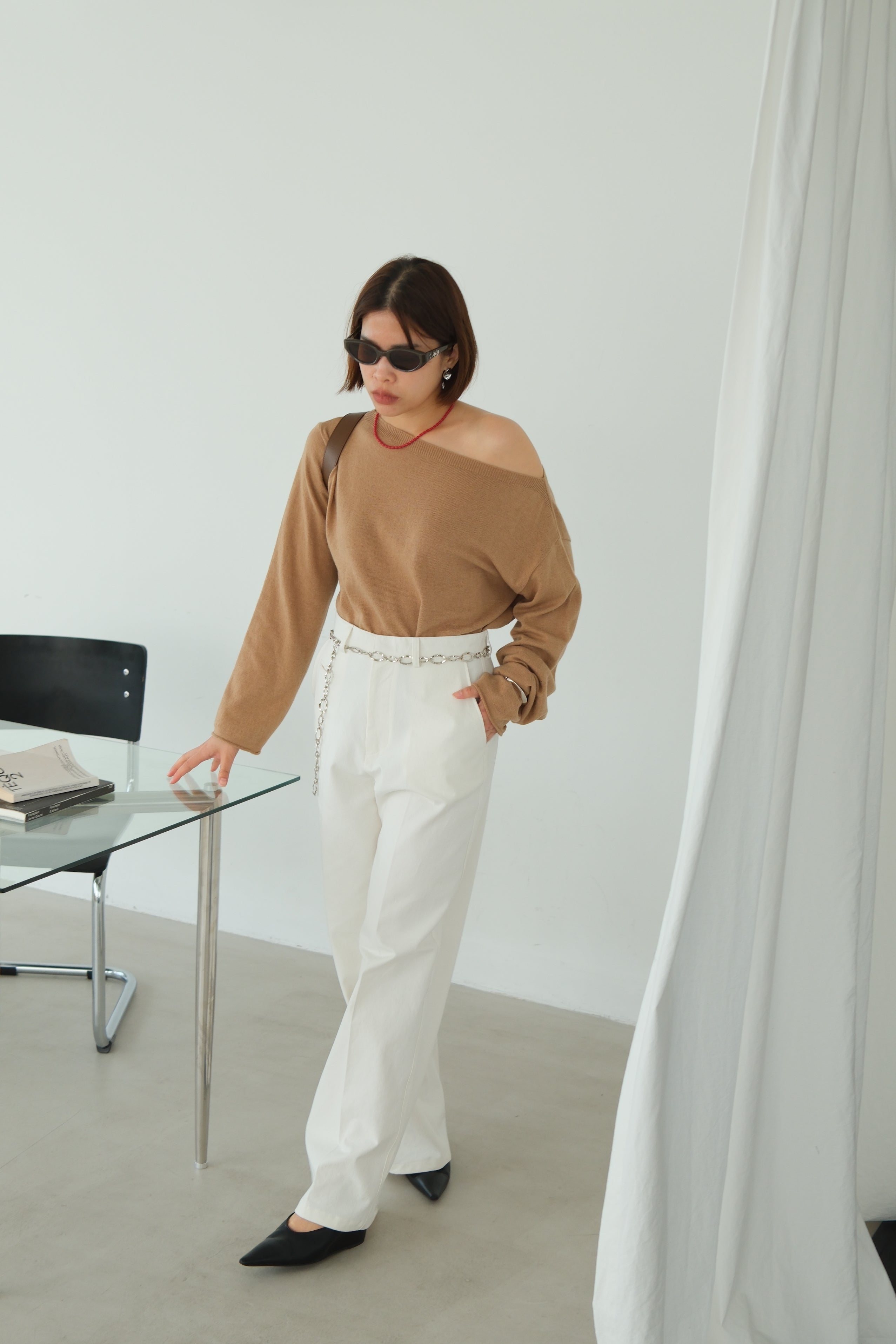 Elia Boat Neck Knit Crop Top