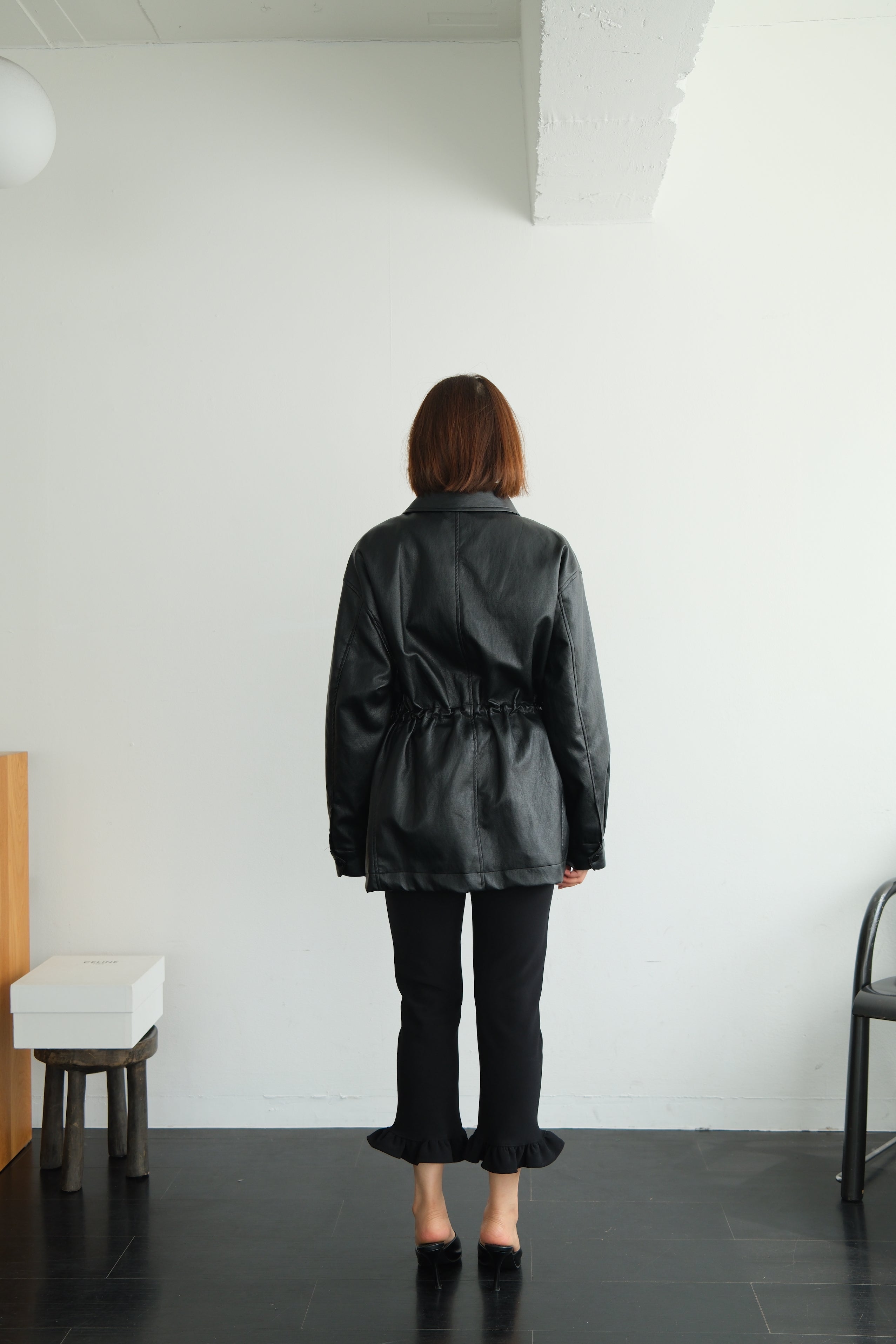 Soft Faux Leather Drawstring Jacket