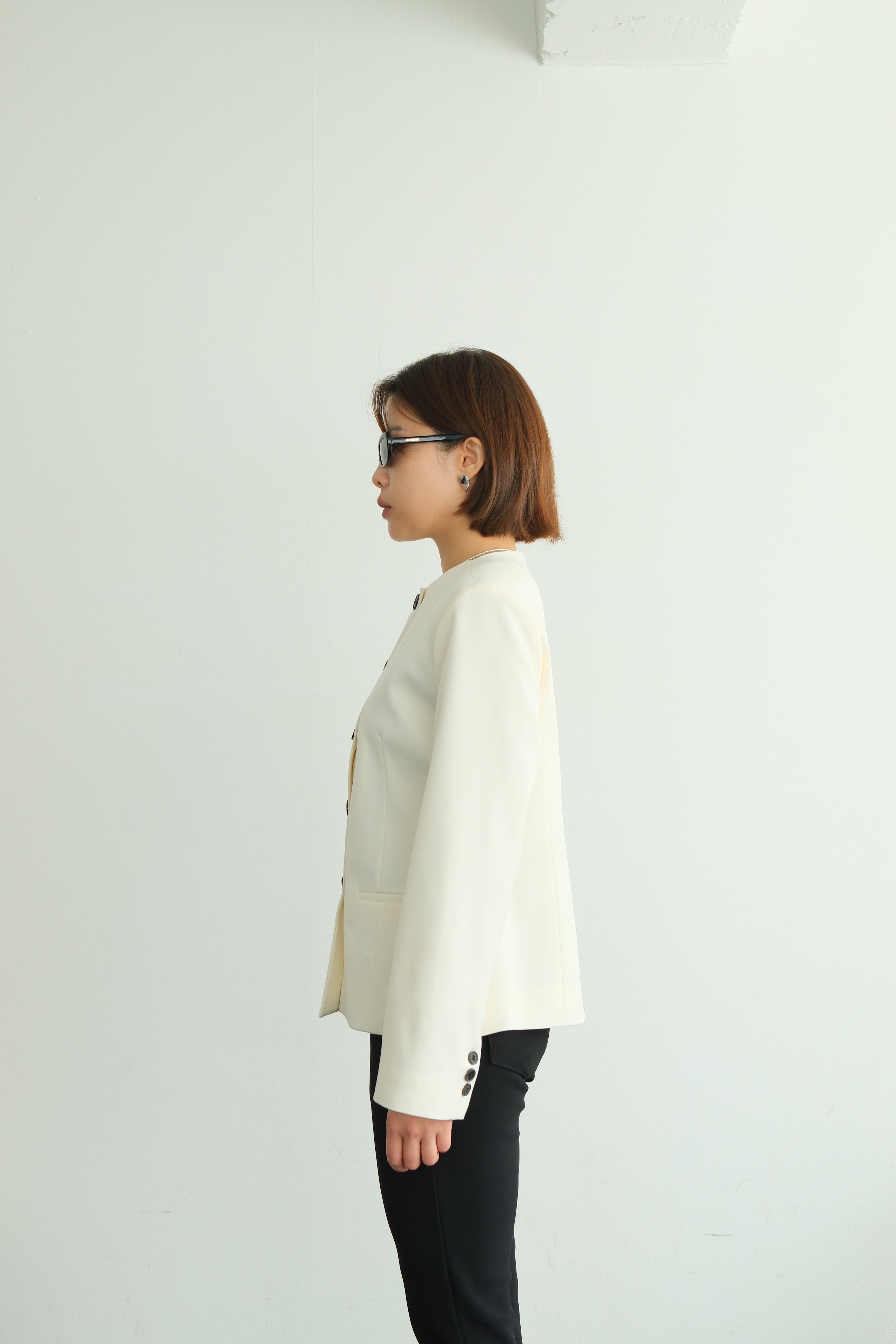Sculpted Round Neck Blazer