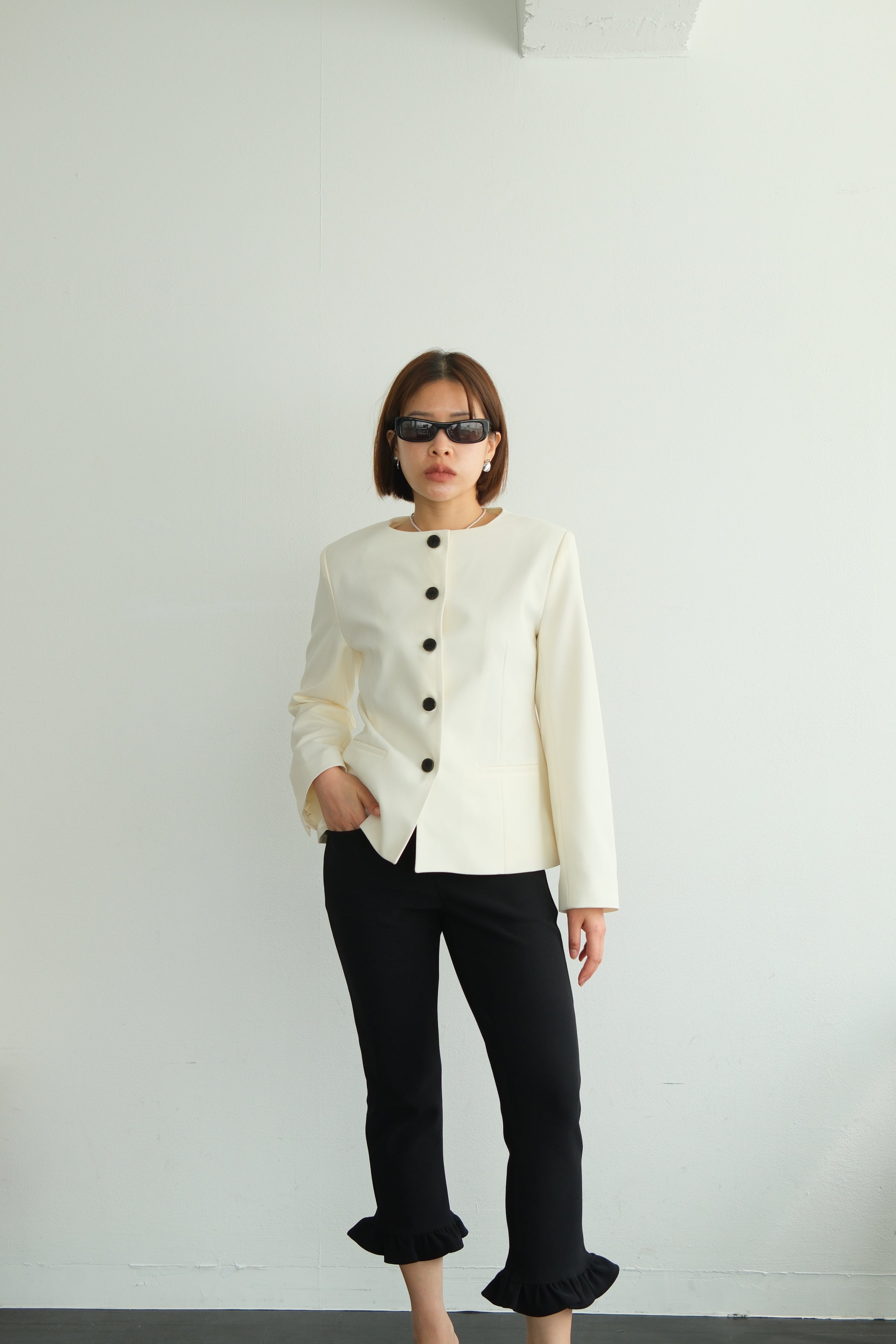 Sculpted Round Neck Blazer
