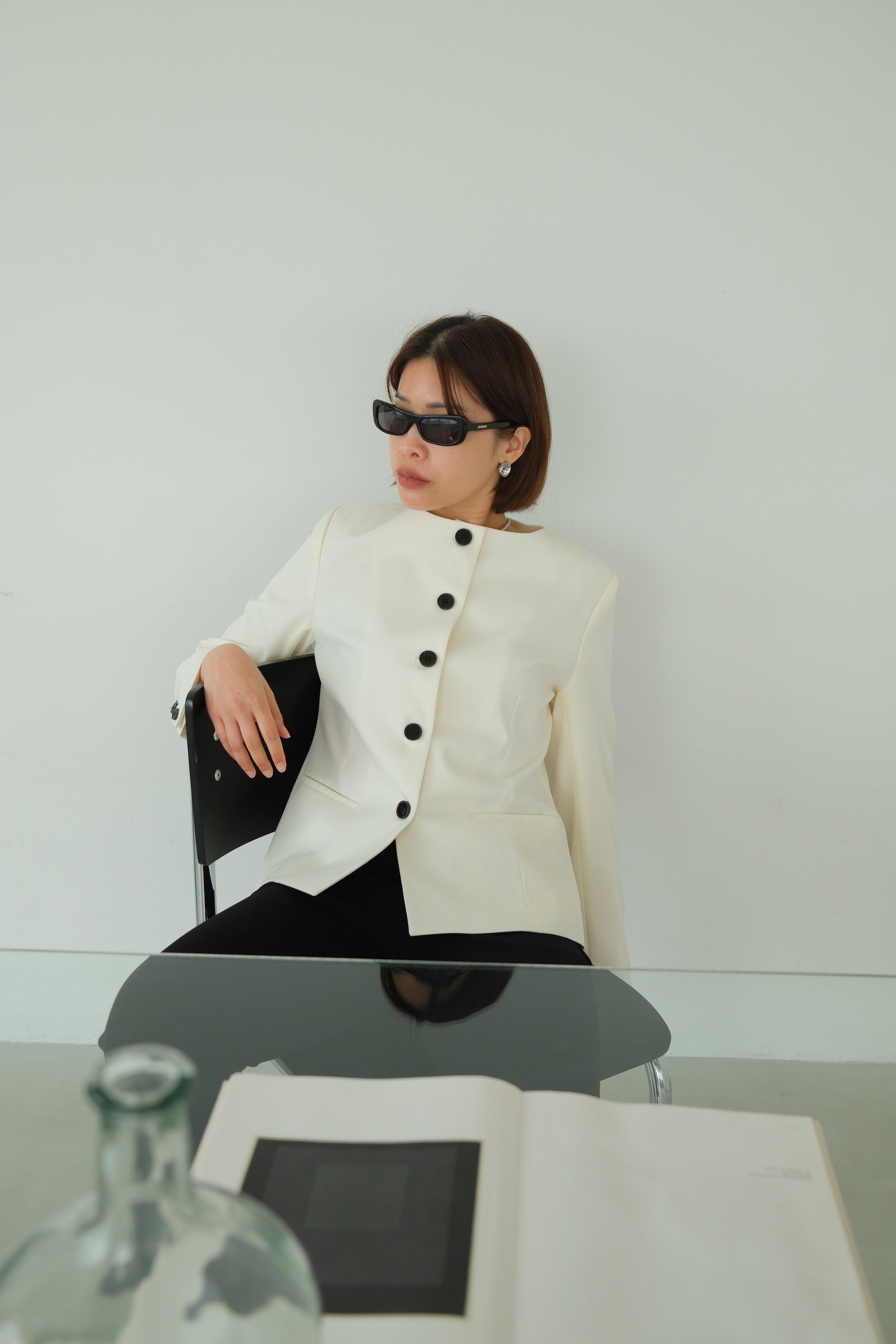 Sculpted Round Neck Blazer