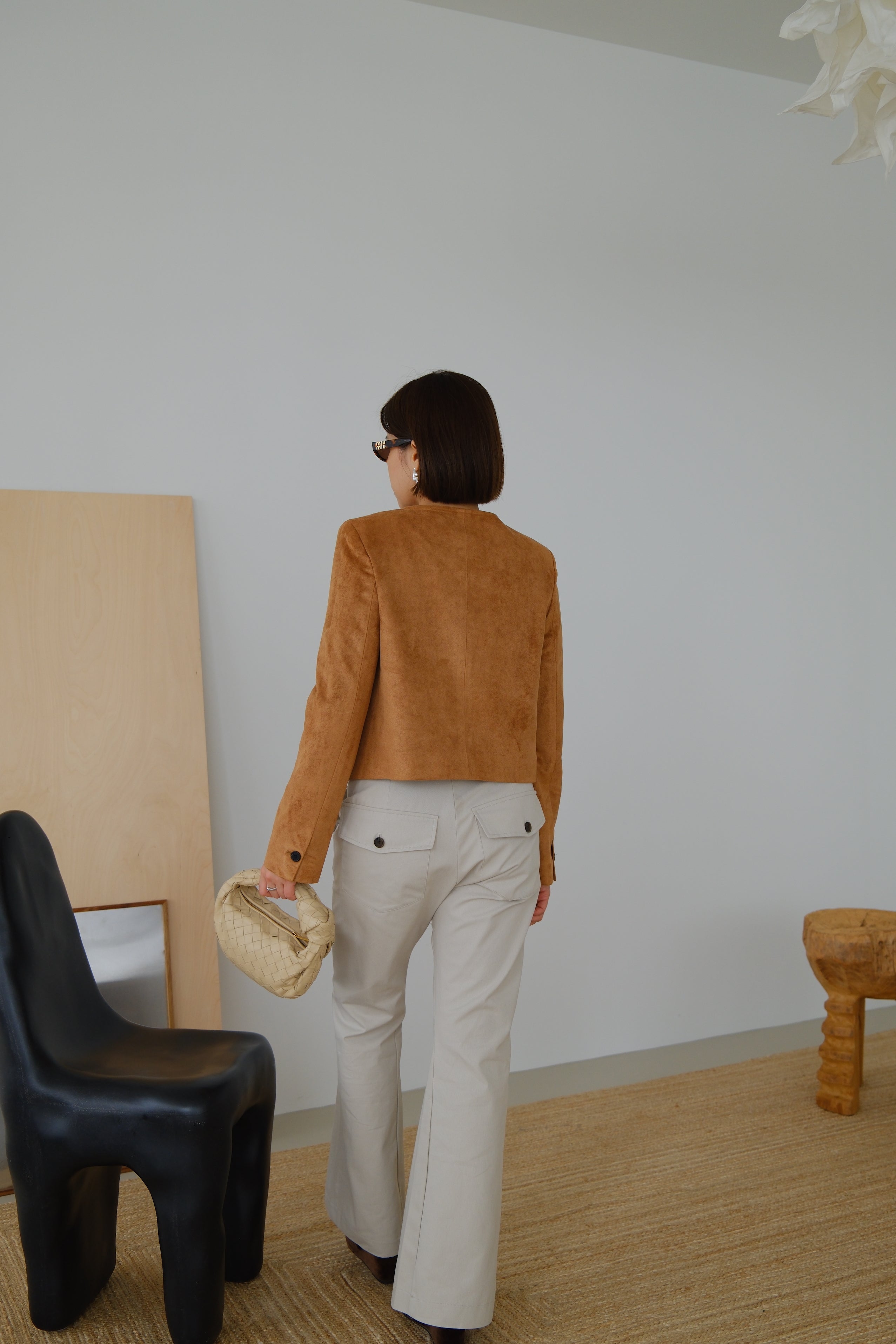 Nola Round Neck Suede Jacket