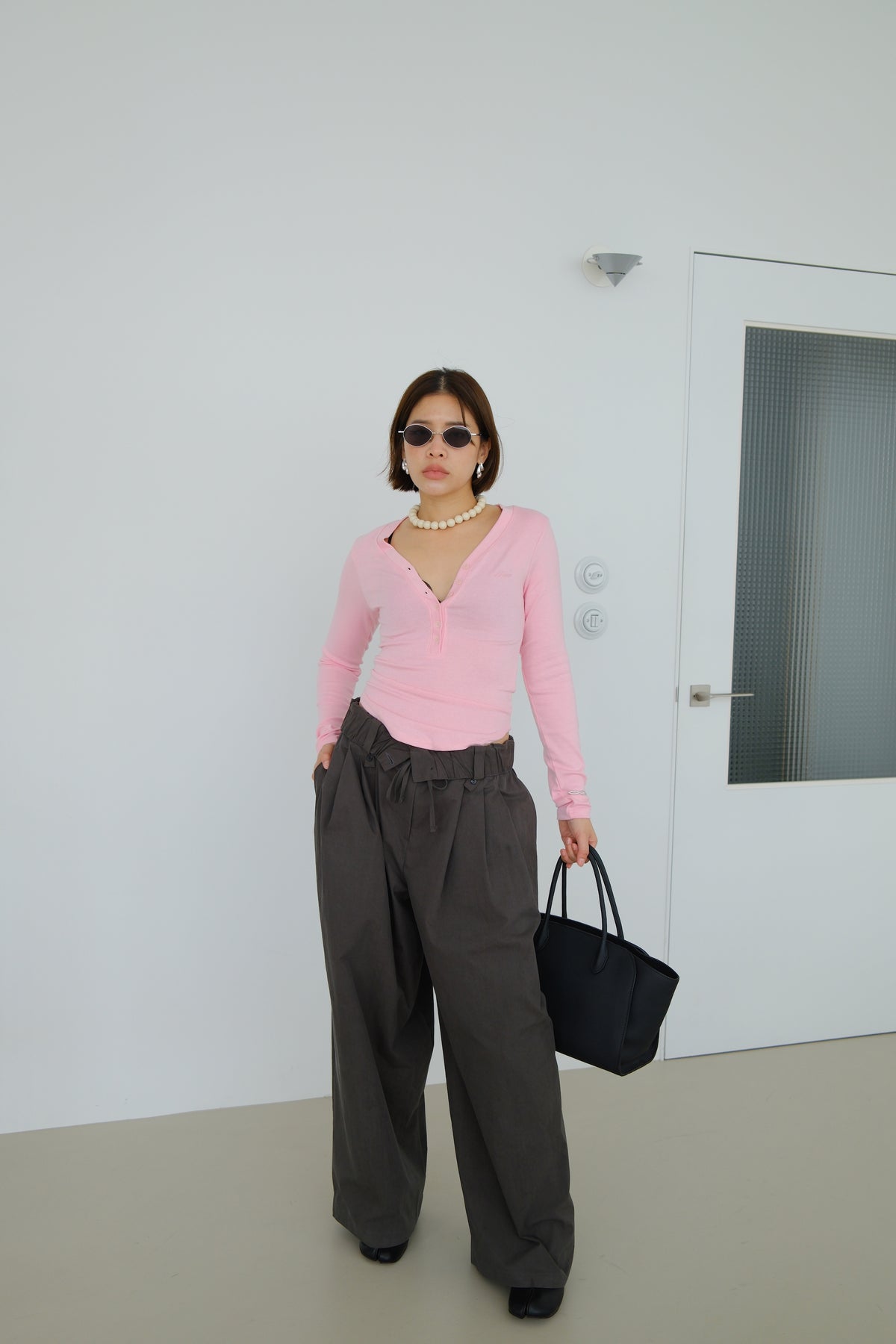 Nara Soft Button V-Neck Top