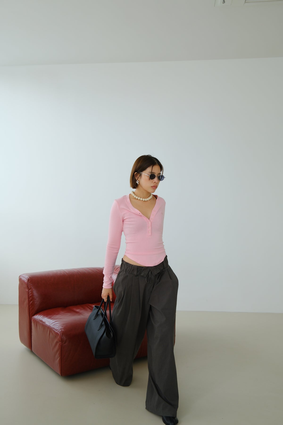 Nara Soft Button V-Neck Top