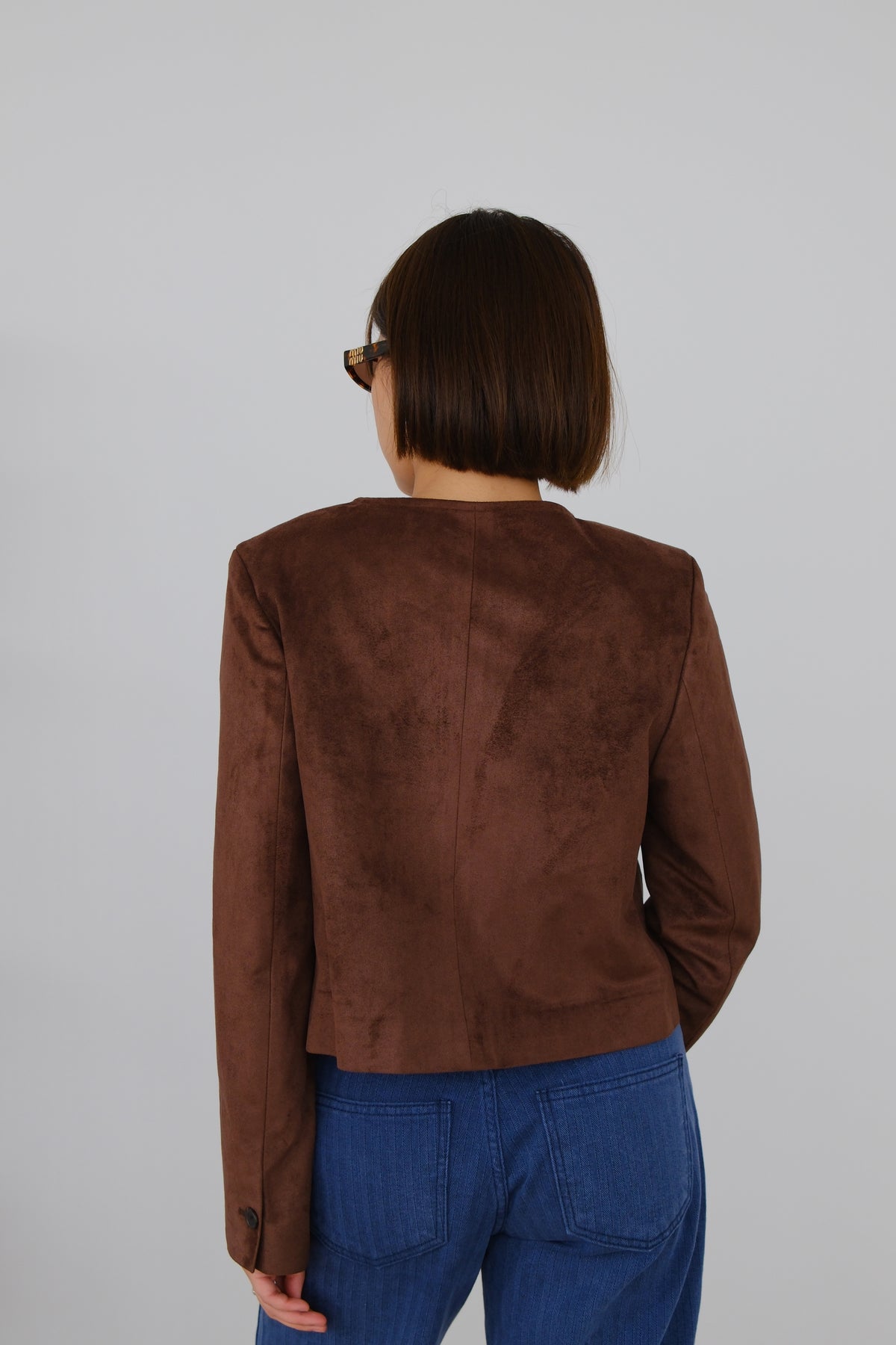 Nola Round Neck Suede Jacket
