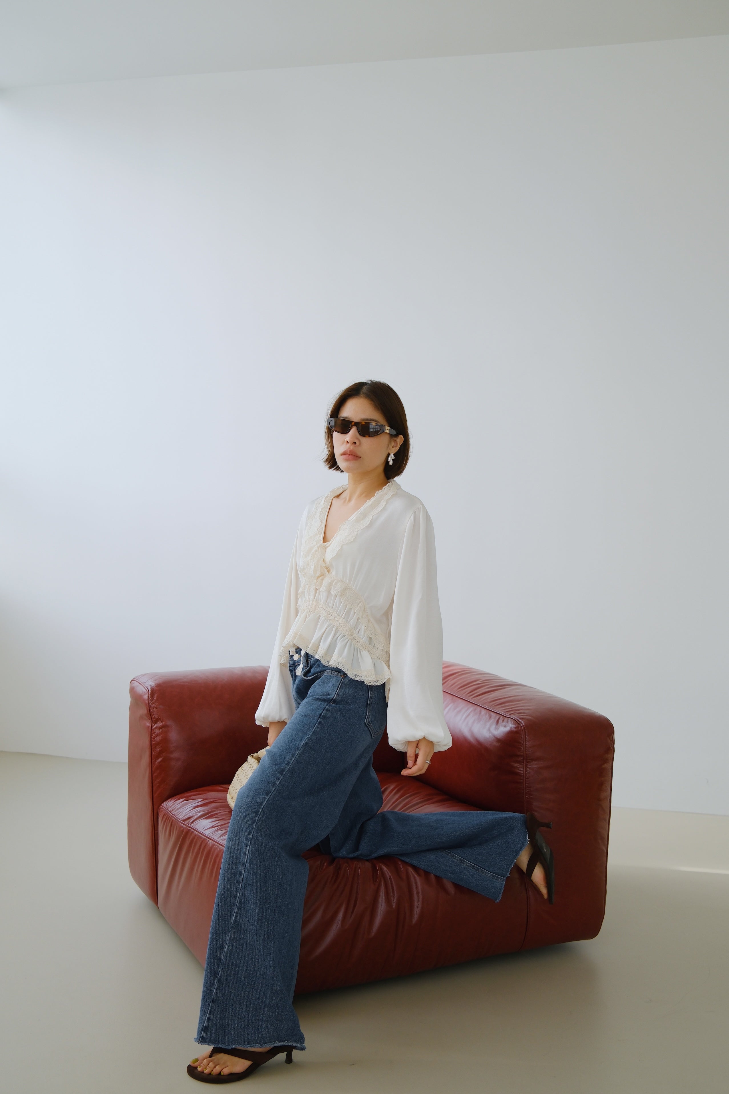 Roselle Ruffle Satin Blouse