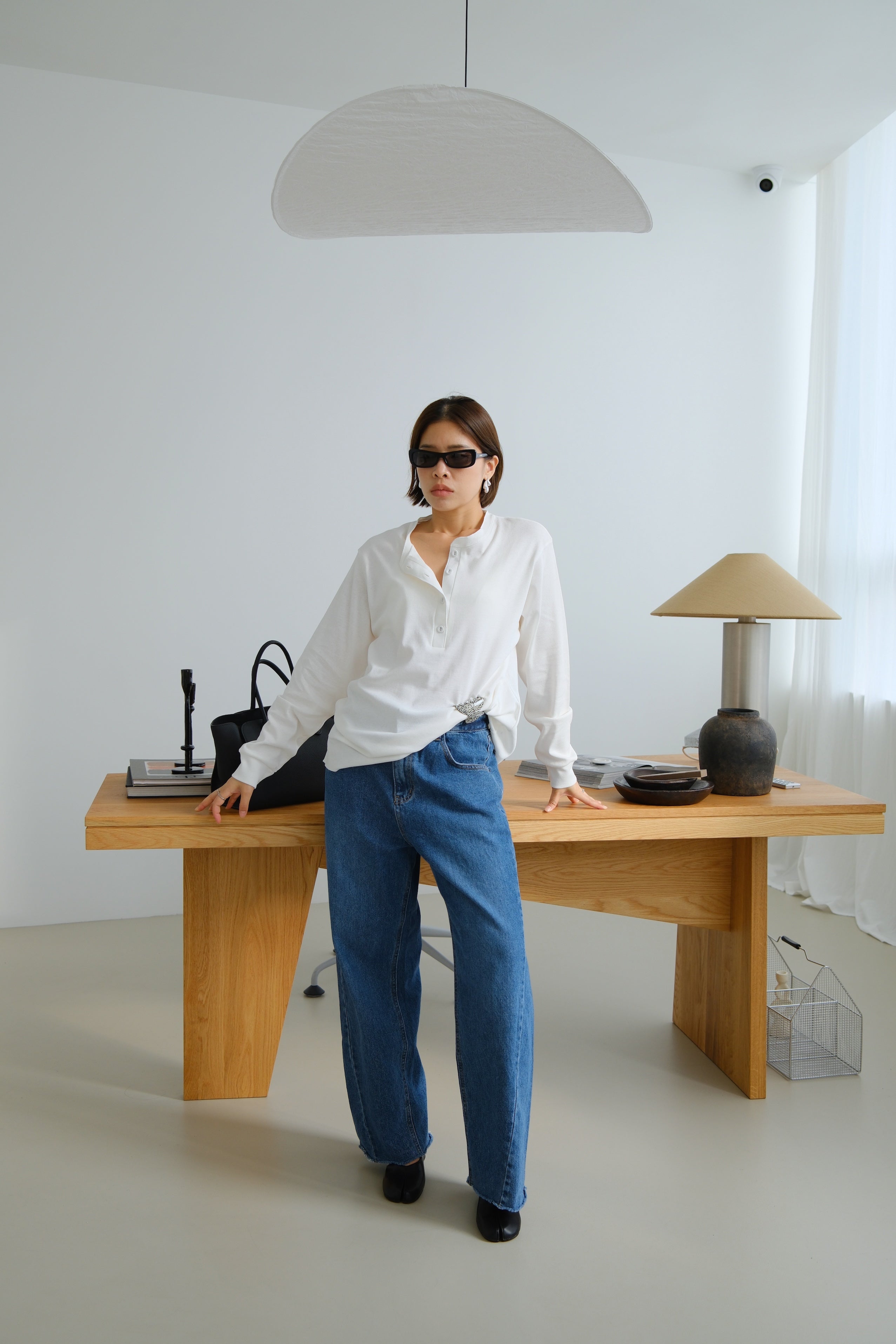 Elin Button Neck Soft Tee