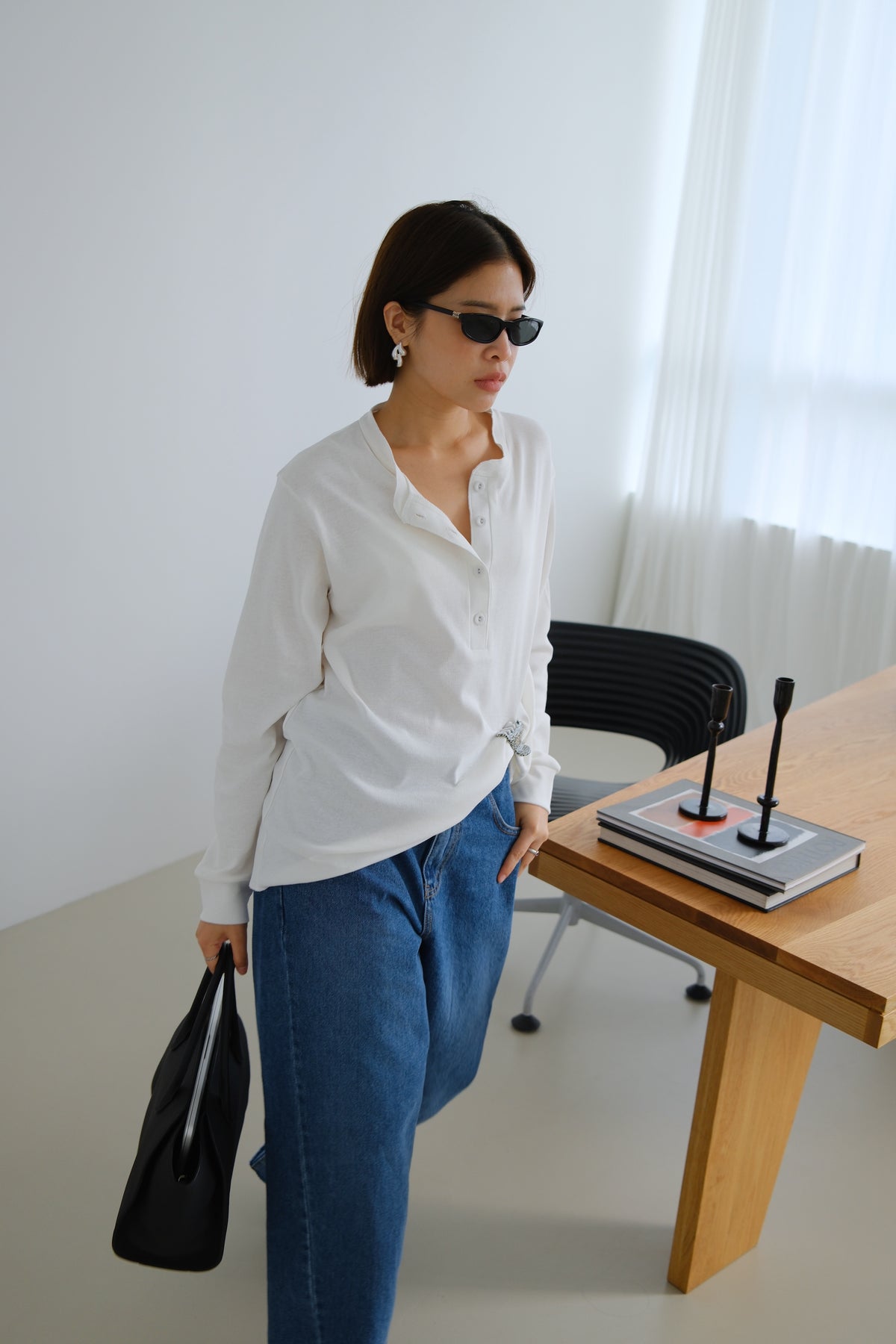Elin Button Neck Soft Tee