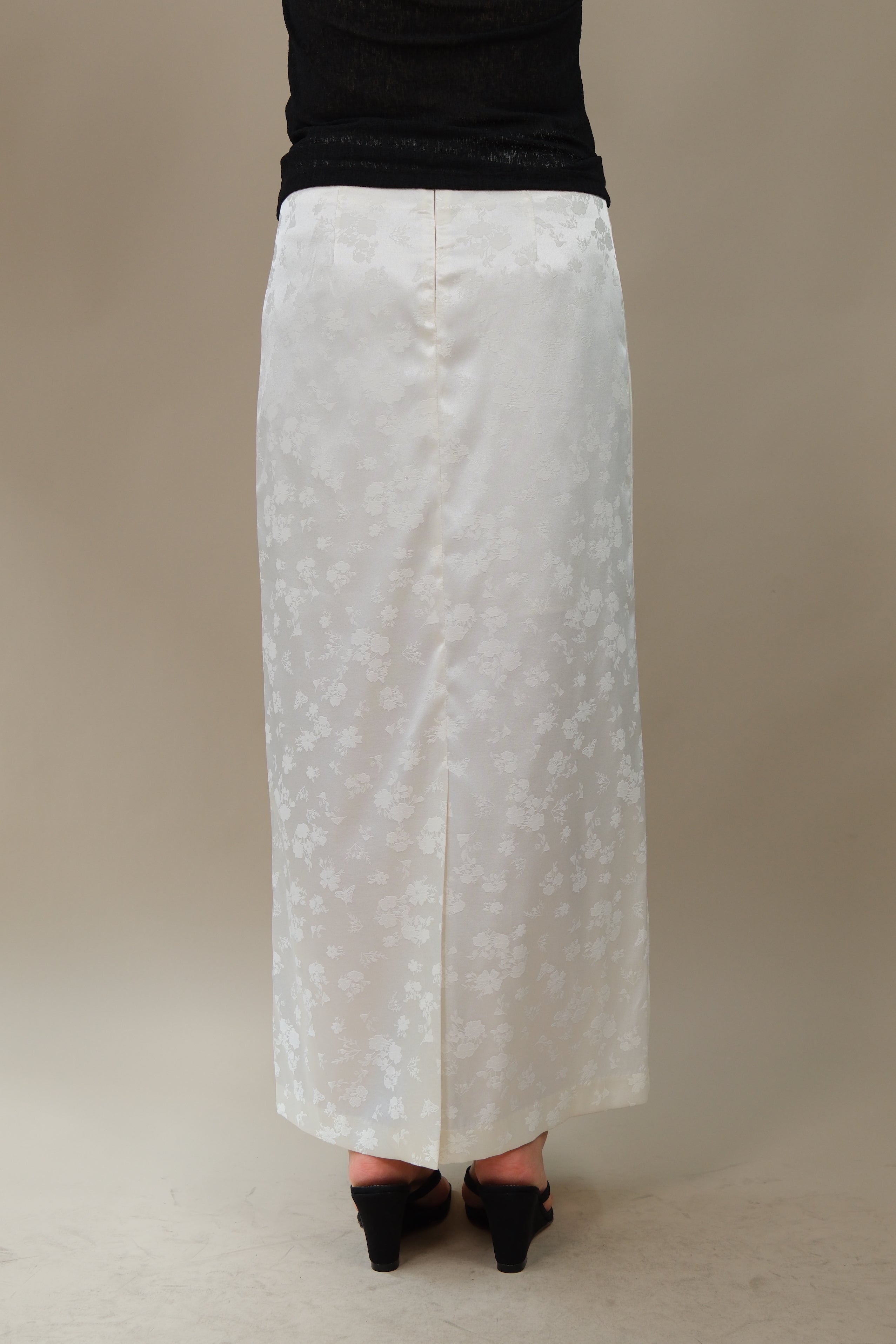 Oriental Floral Satin Maxi Skirt
