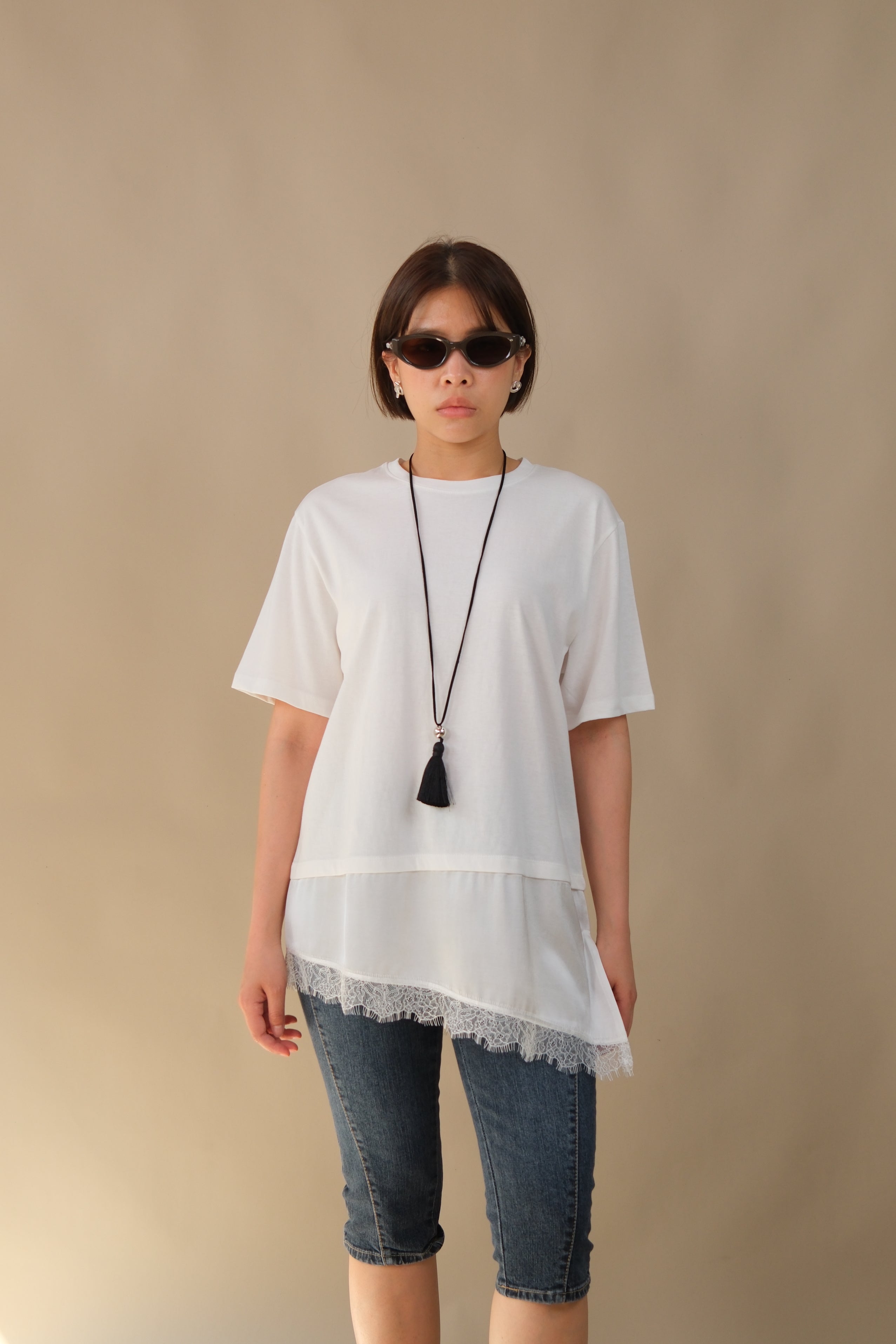 Lola Lace Hem Asymmetric Tee