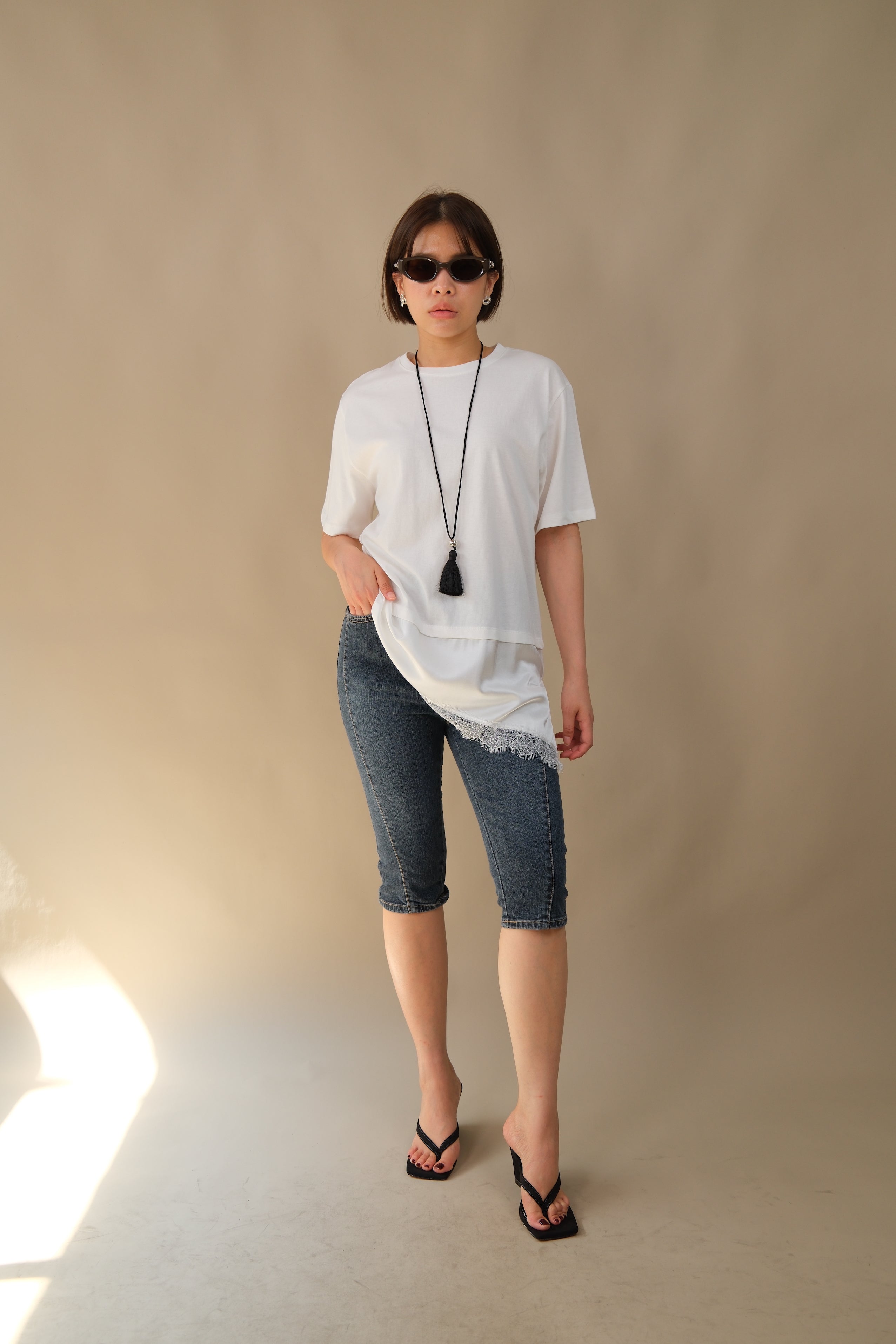 Lola Lace Hem Asymmetric Tee