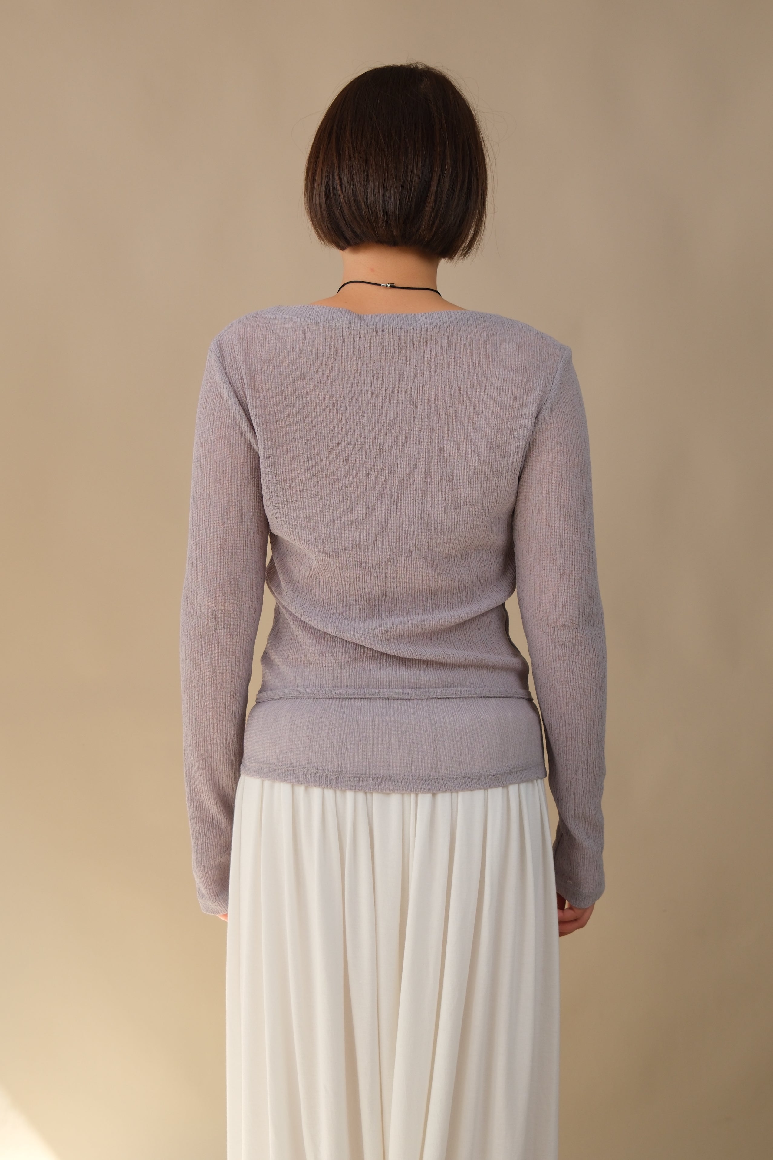 Moose Mesh Boat Neck Long Sleeve Top