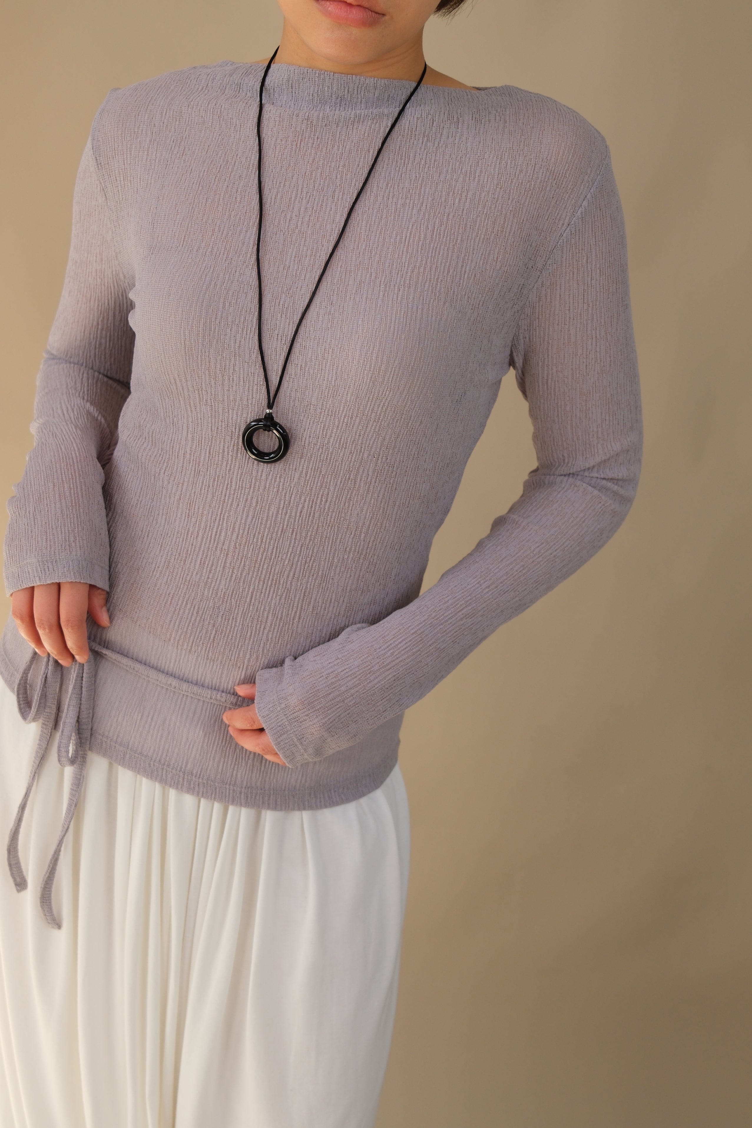 Moose Mesh Boat Neck Long Sleeve Top
