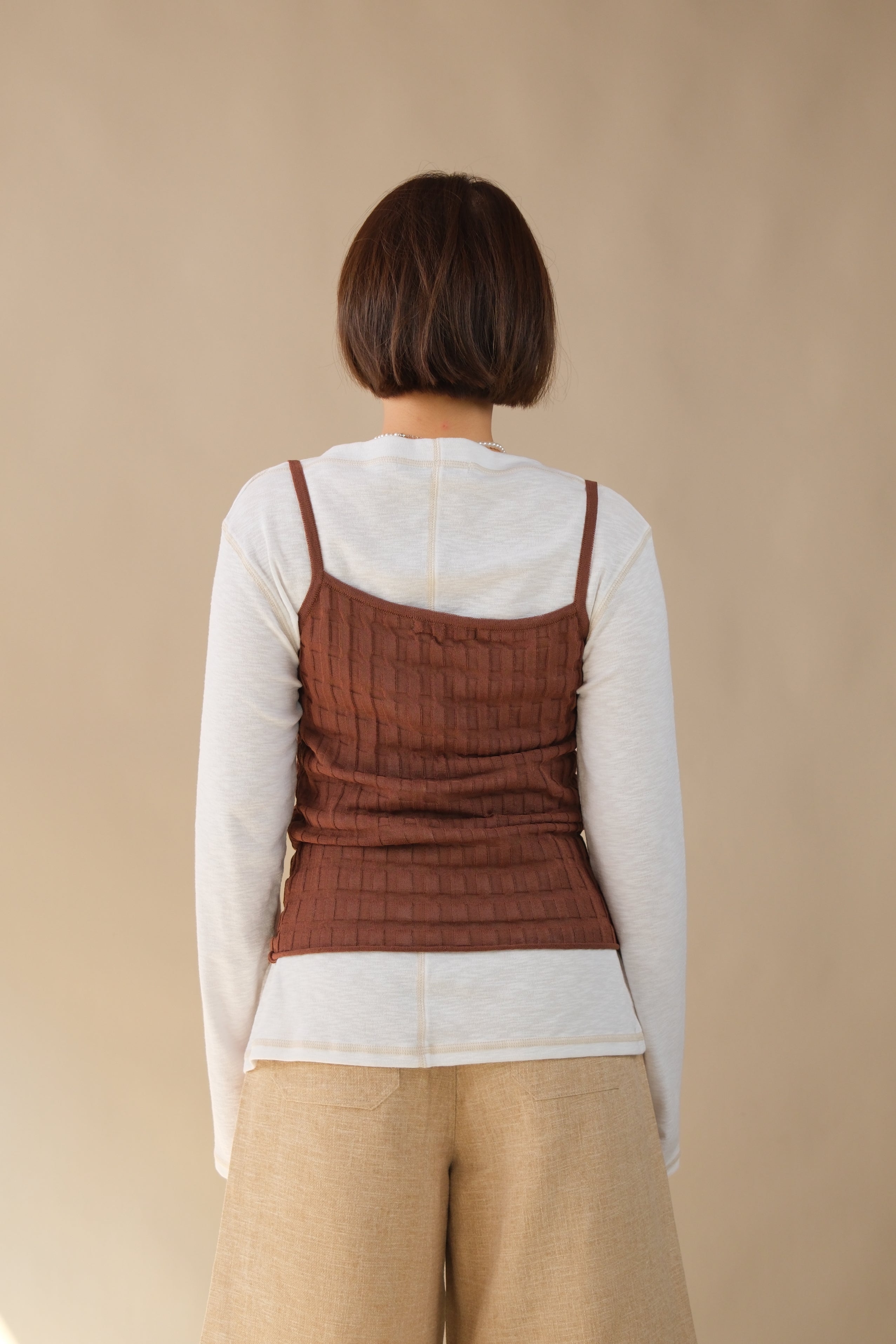 Waffle pleat cami top