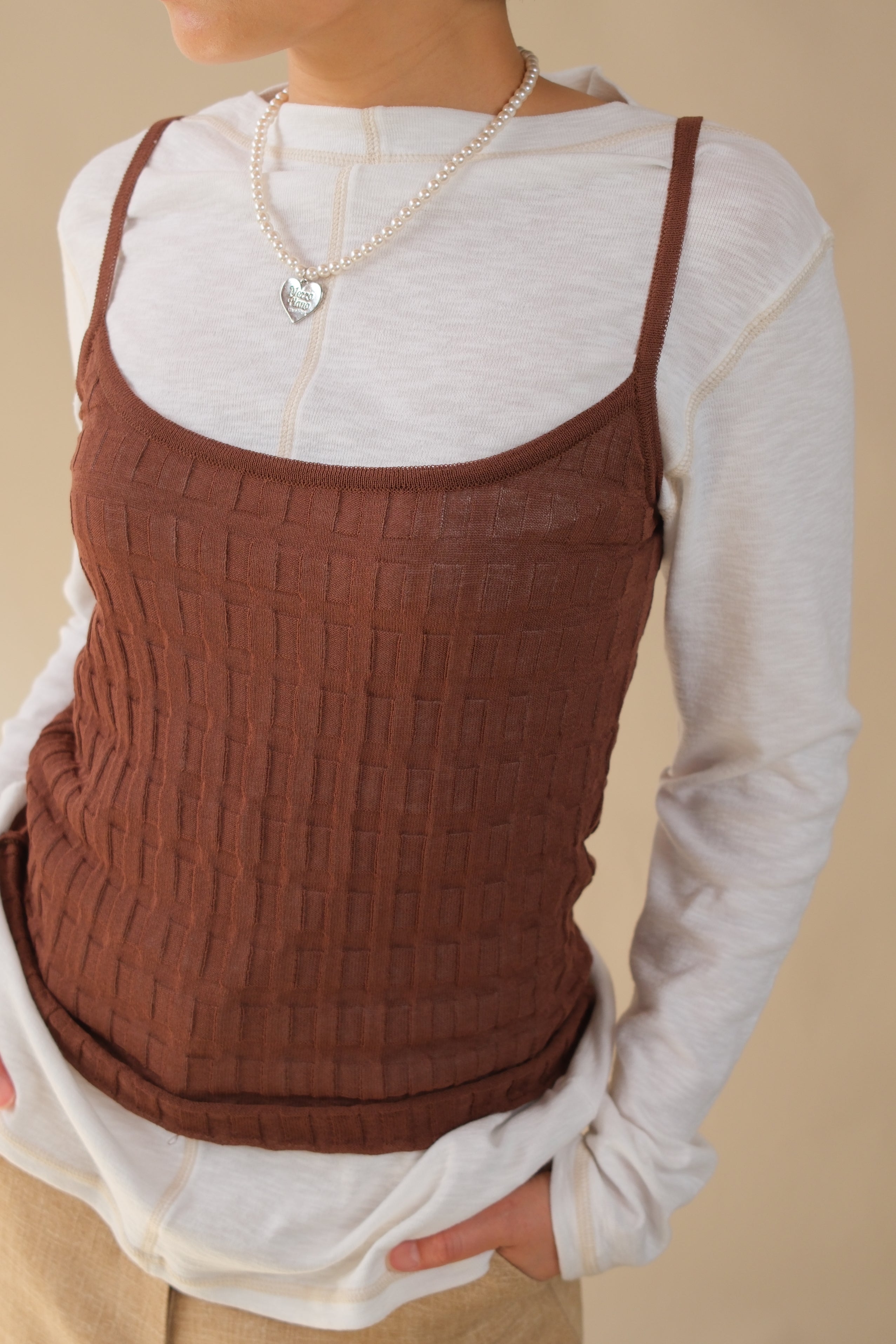 Waffle pleat cami top
