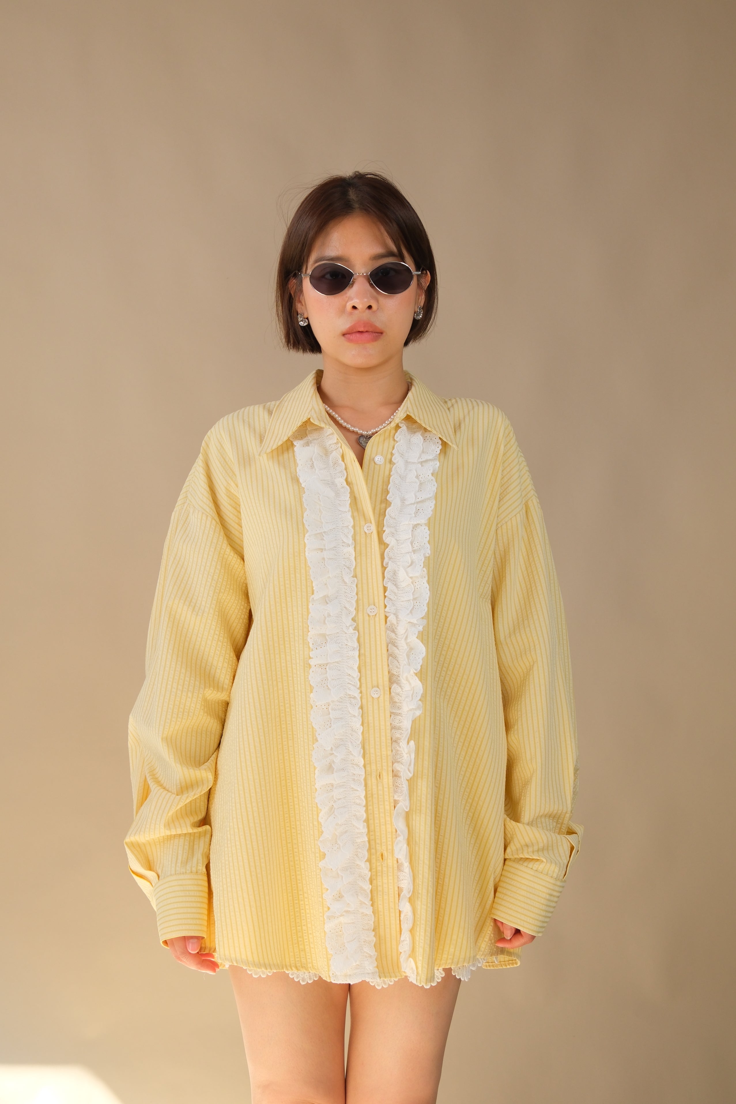Romantic Stripe Oversized Shirt