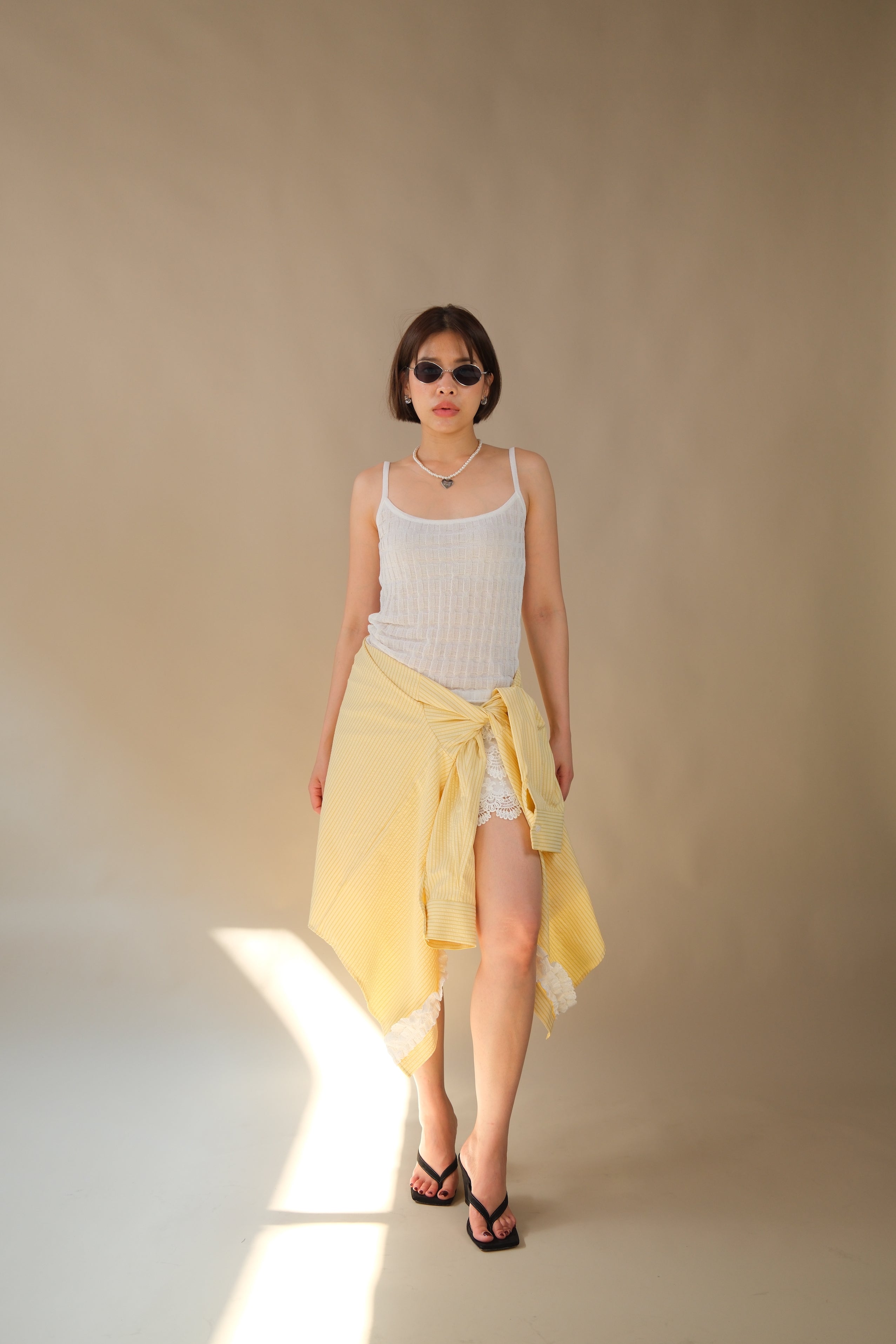 Waffle pleat cami top