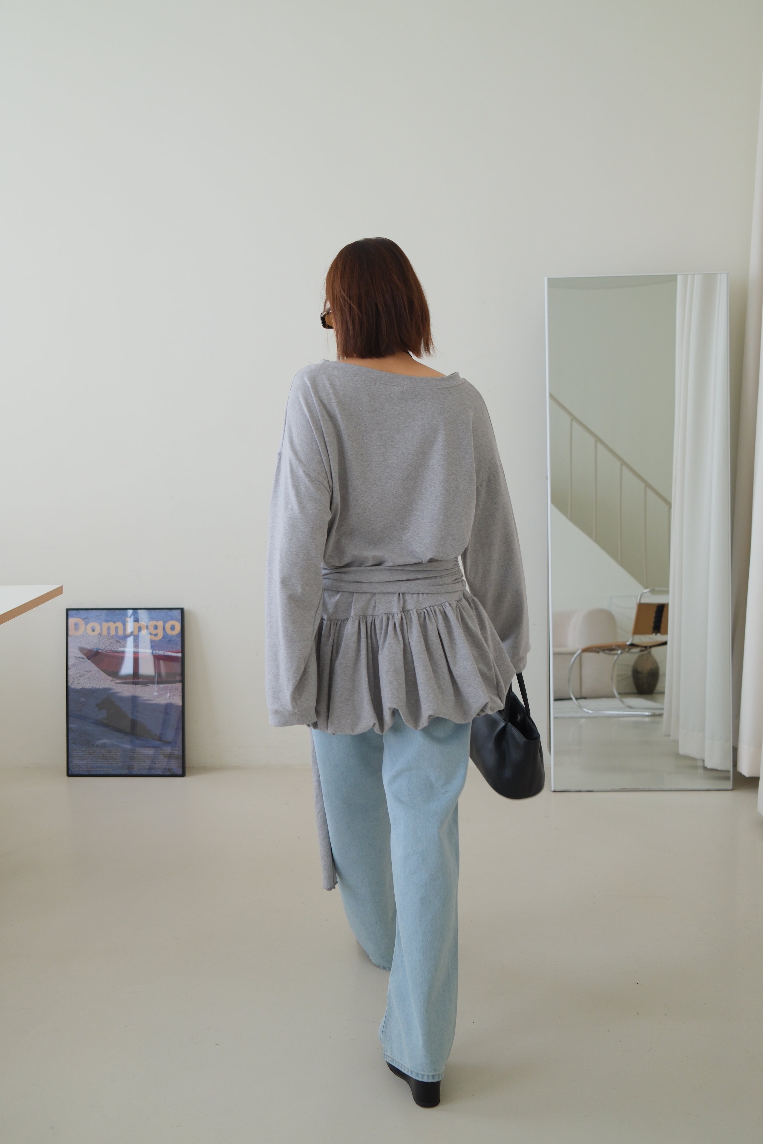 Tie waist bubble long tee