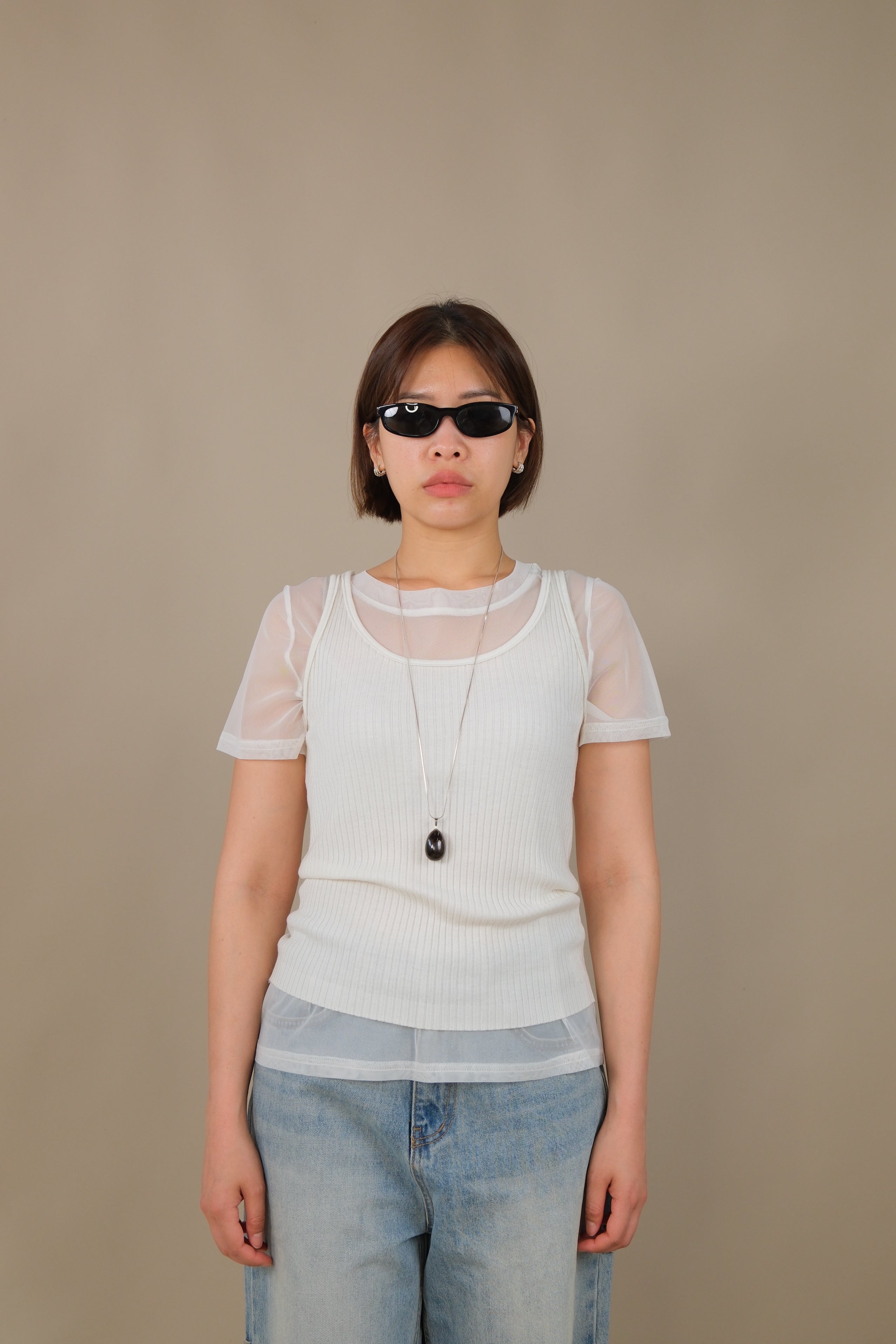 sheer tee + rib tank top set